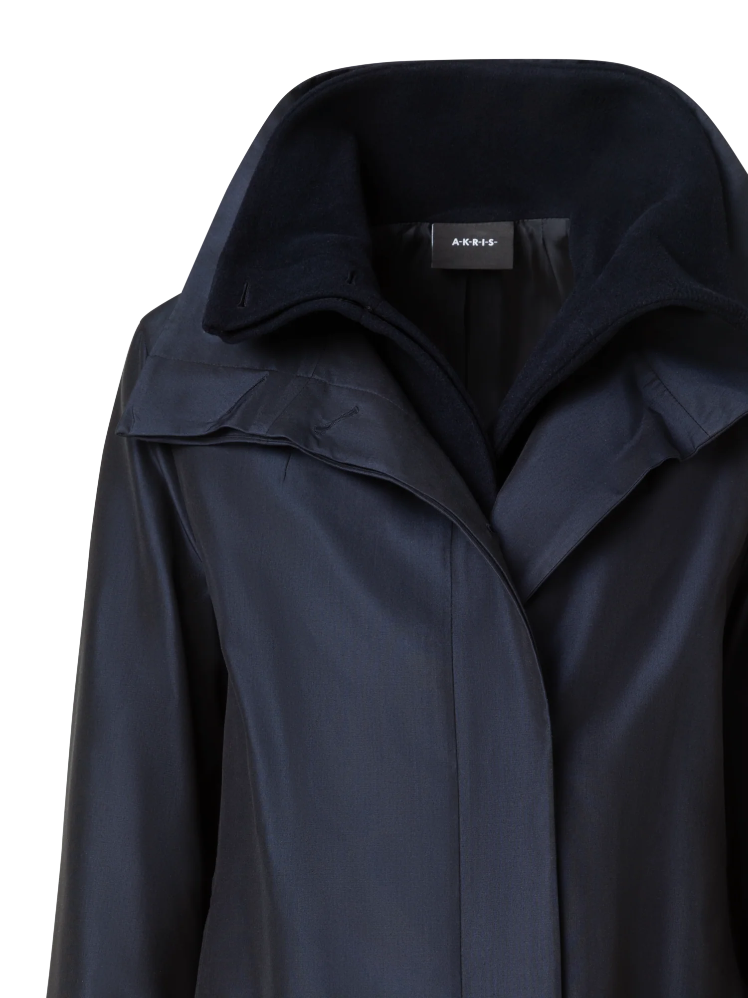 Layered Wool Coat with Removable Silk Layer - Image 8