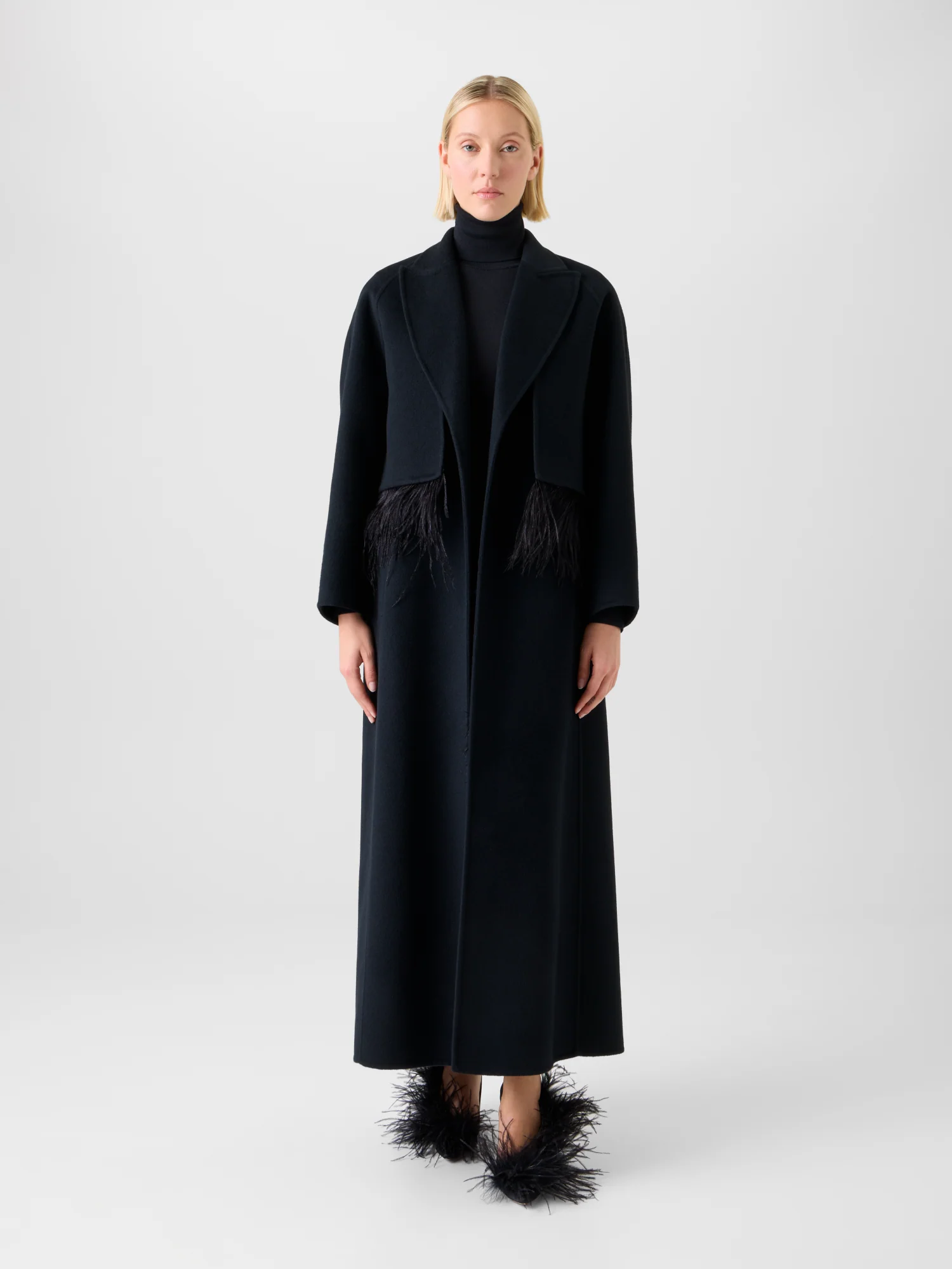 Duo Coat - Vest and Bolero with Feather Detail - Image 2