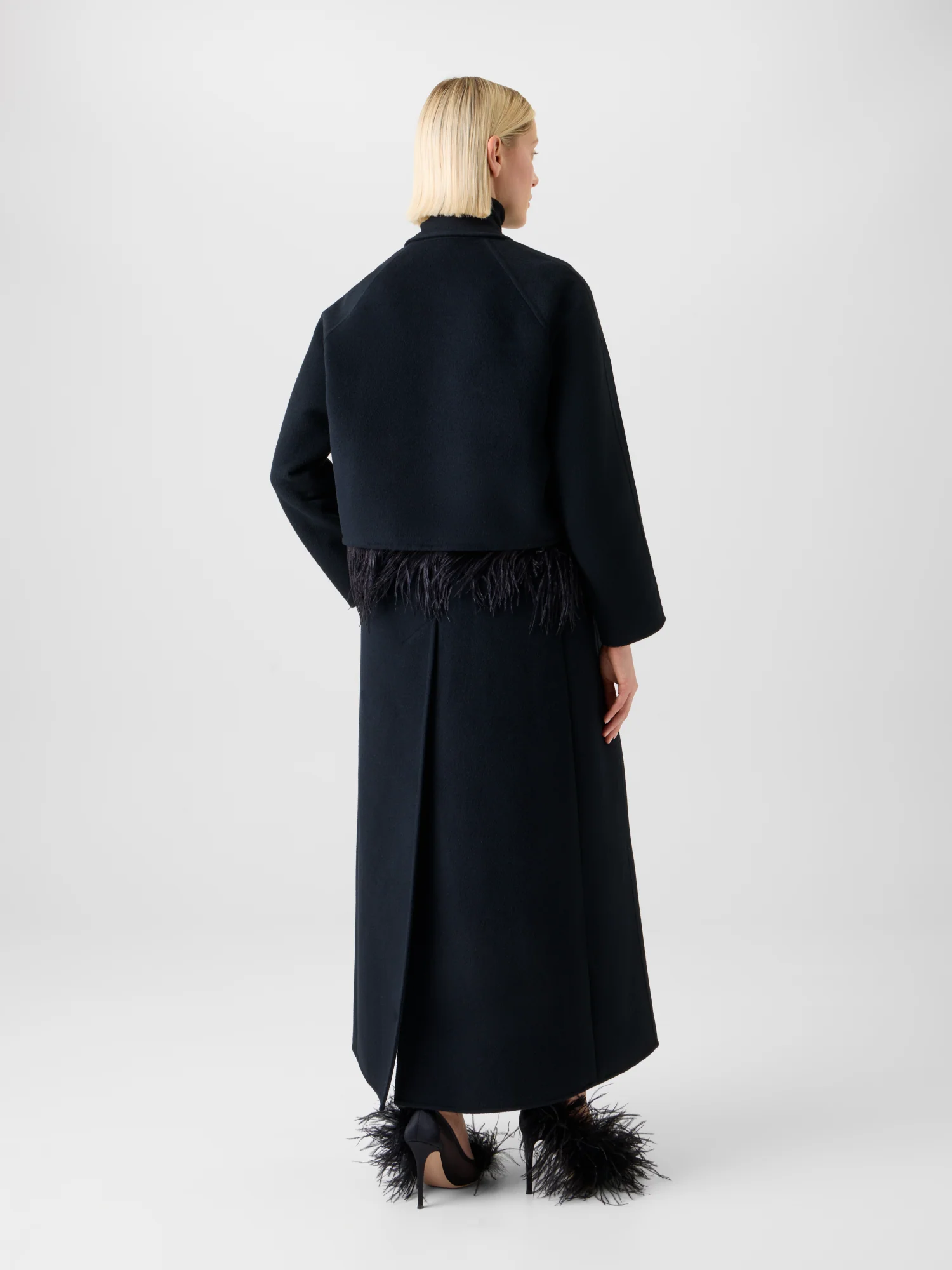 Duo Coat - Vest and Bolero with Feather Detail - Image 5