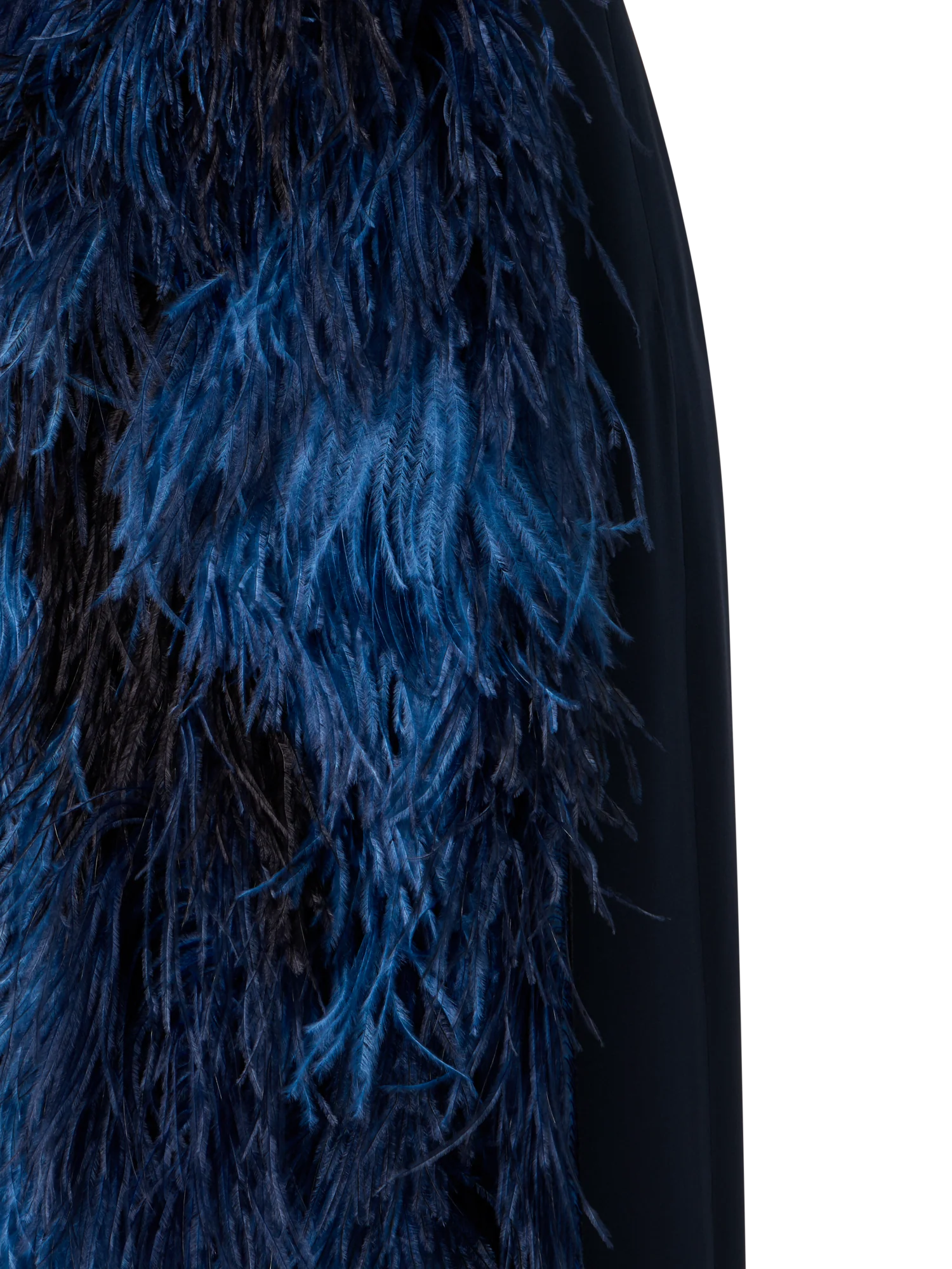 Feathered Corsage Silk Gown with Slit - Image 3