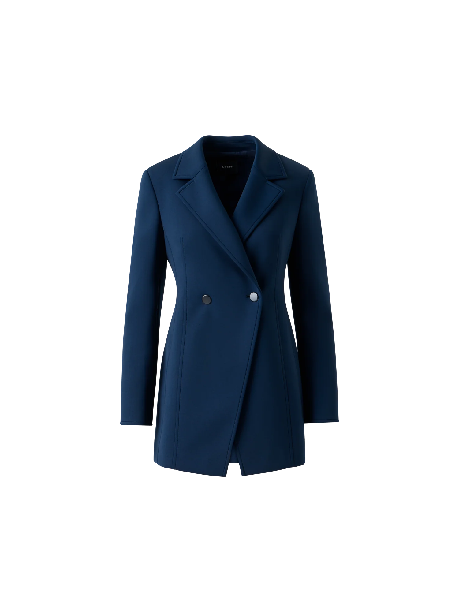 Fitted Double-Breasted Techno Neoprene Jacket