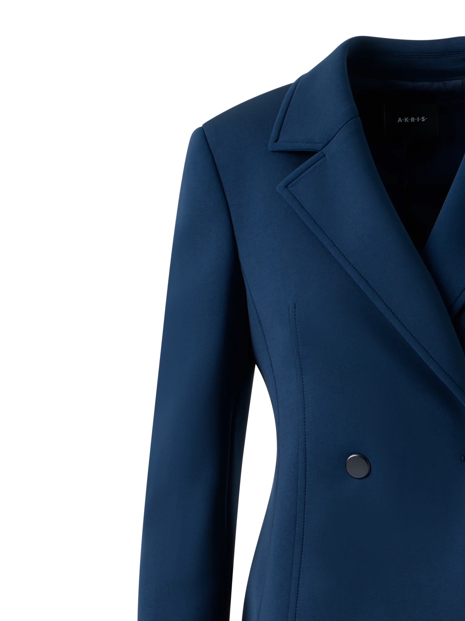 Fitted Double-Breasted Techno Neoprene Jacket - Image 3