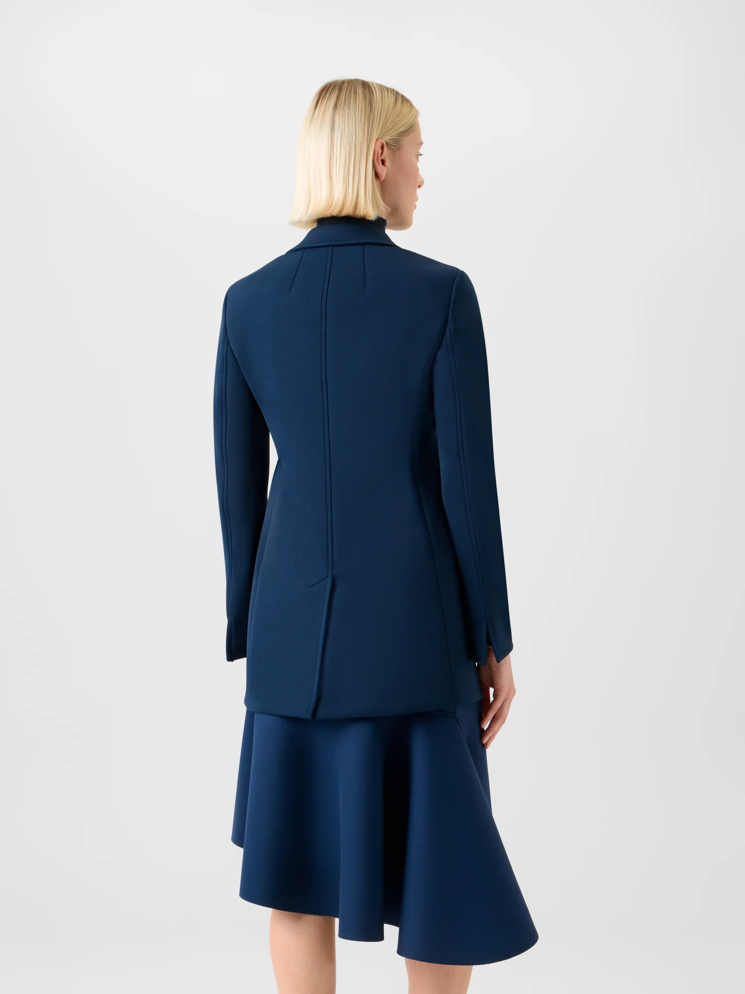 Fitted Double-Breasted Techno Neoprene Jacket - Image 6