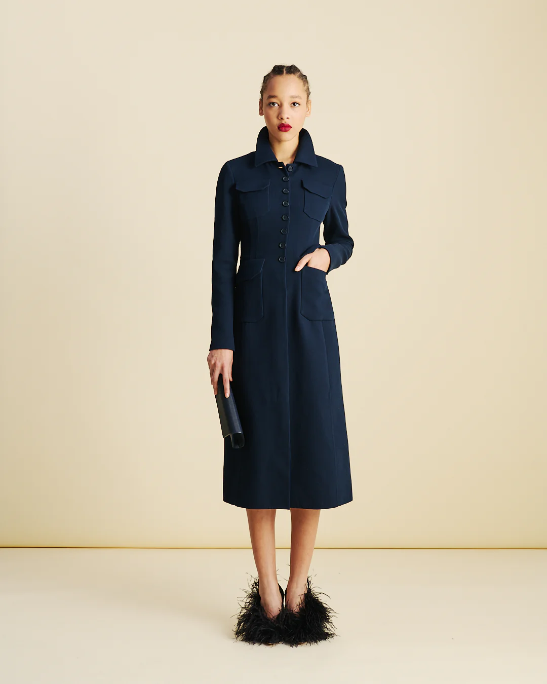 Fitted Wool Double-Face Midi Coat Dress - Image 2