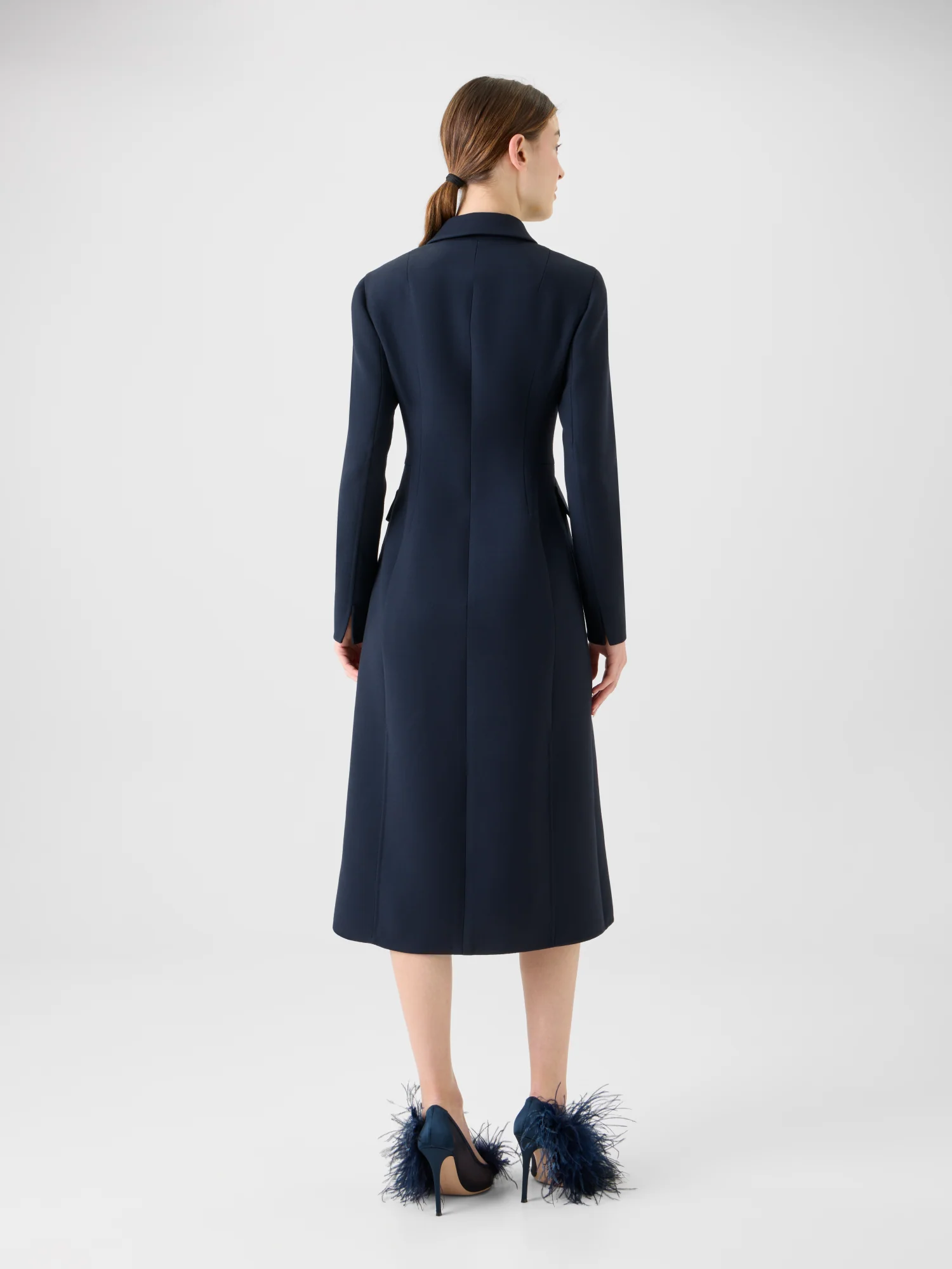 Fitted Wool Double-Face Midi Coat Dress - Image 5
