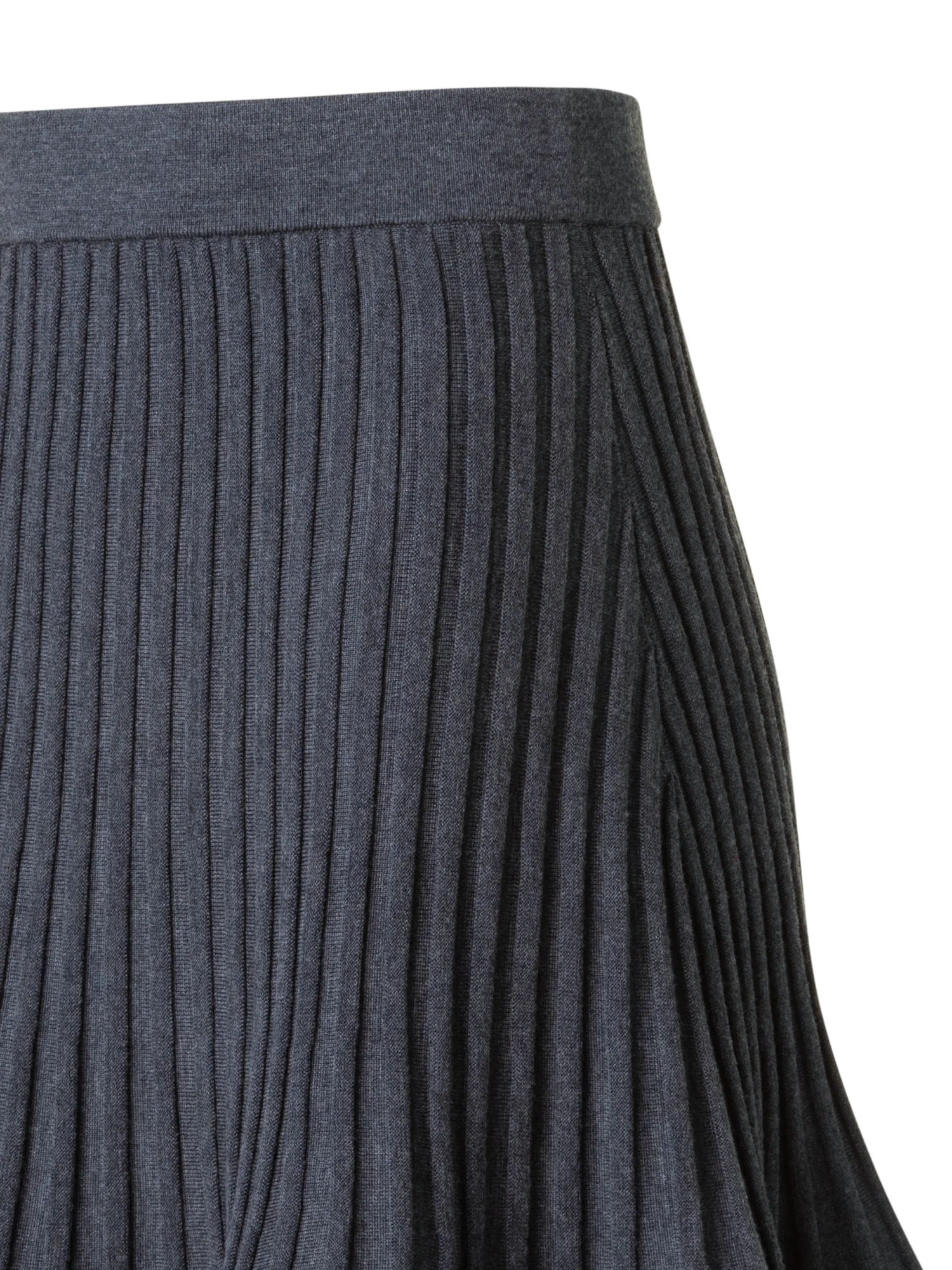 Flared Merino Wool Rib Knit Mini Skirt - Image 5