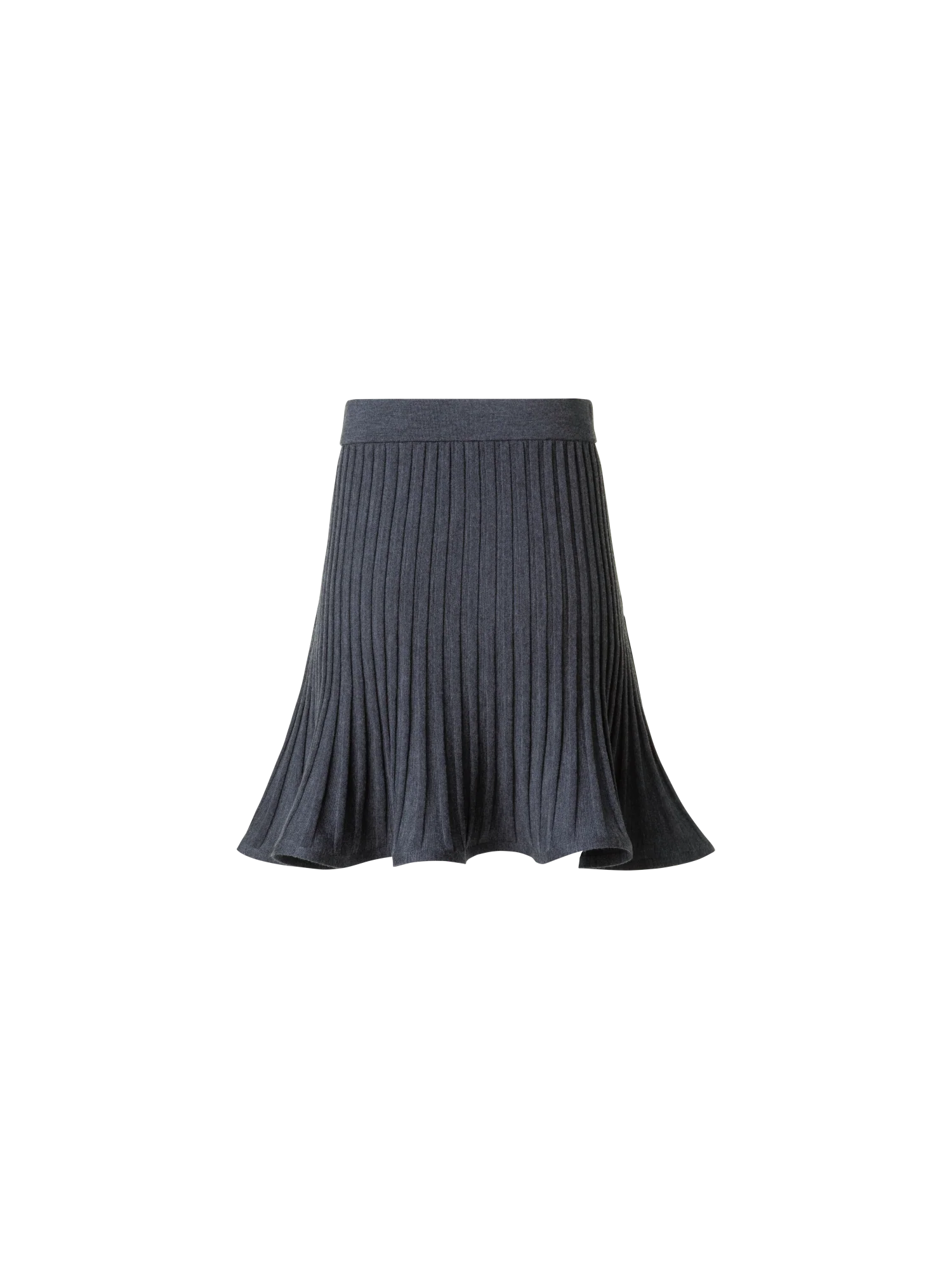 Flared Merino Wool Rib Knit Mini Skirt - Image 6