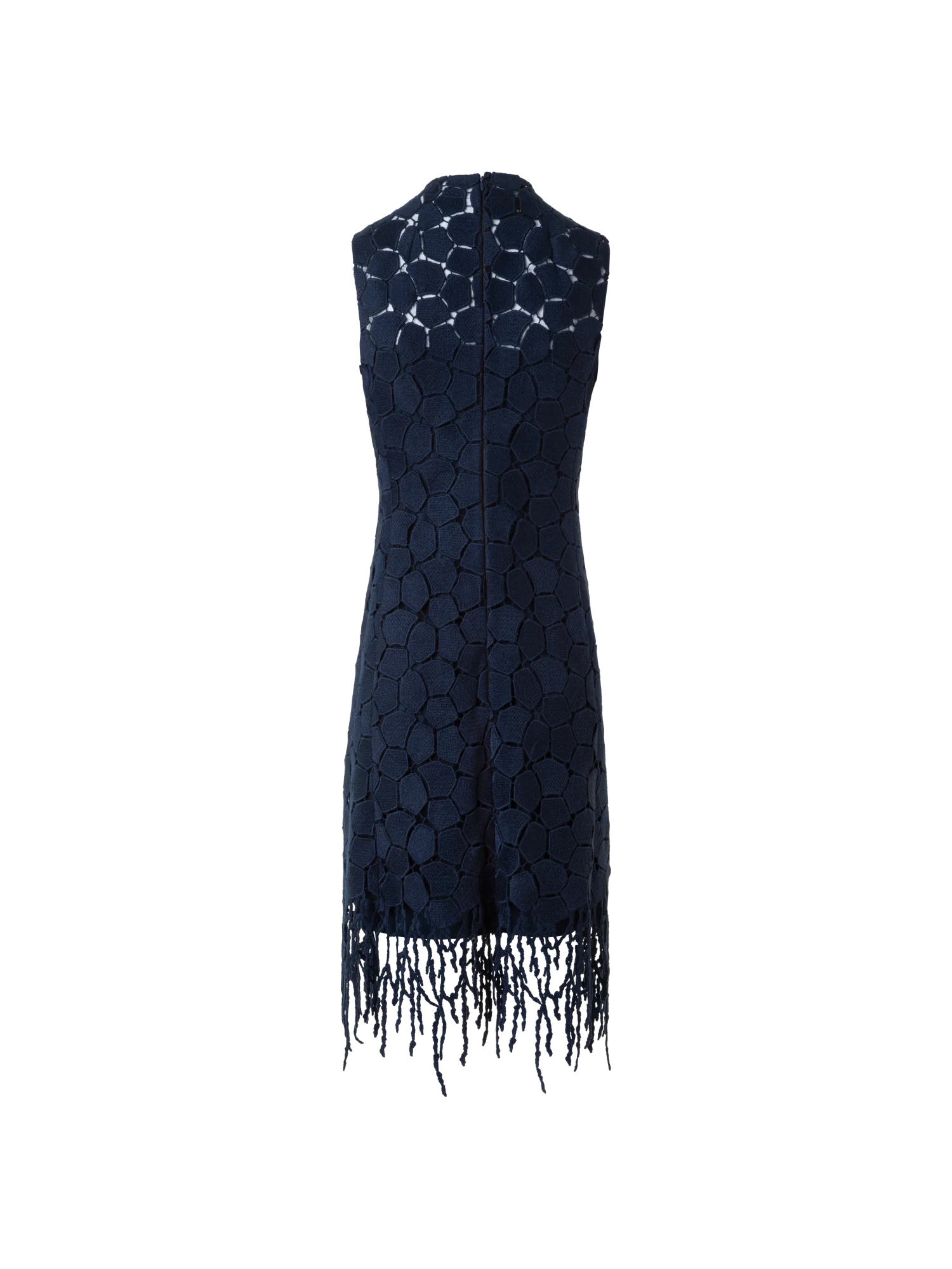 Fringe Sheath Dress in Lapis Lazuli Embroidery - Image 4