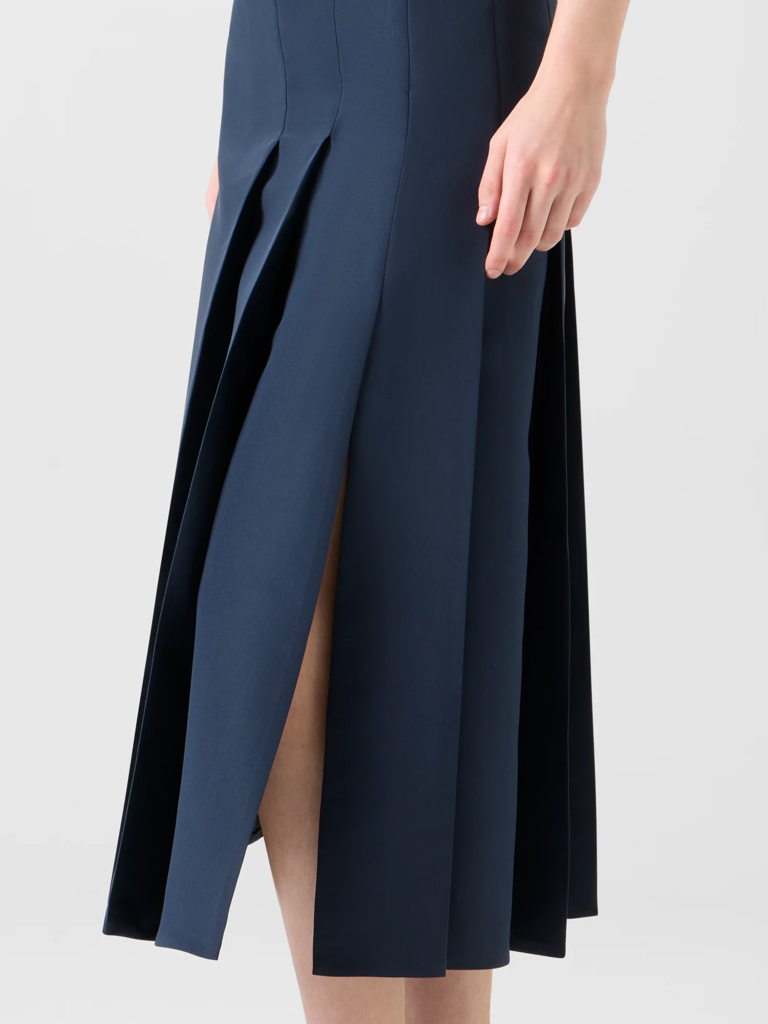 Half-Pleated Ottoman Silk Midi Skirt - Image 7