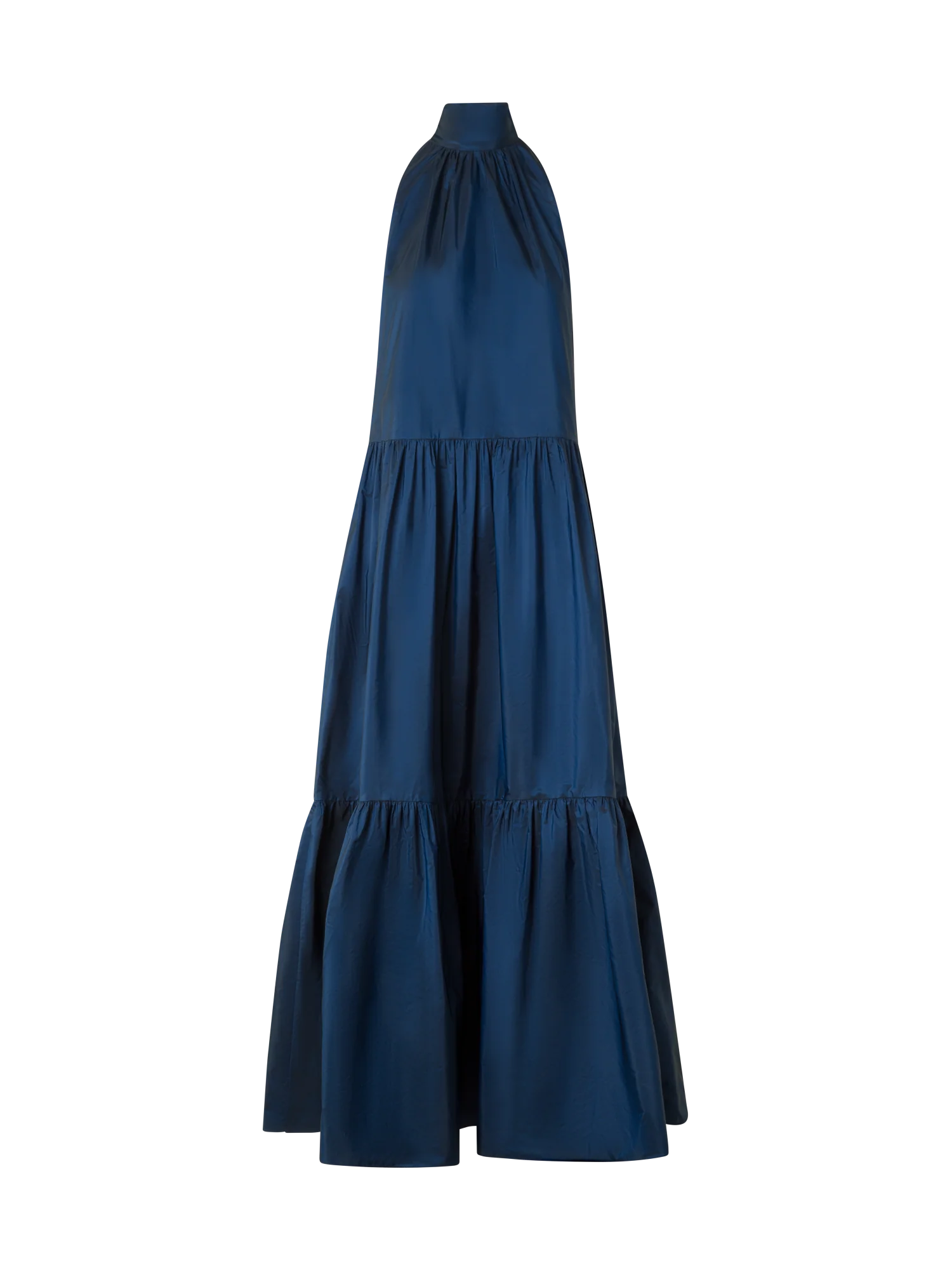 Halter Maxi Dress in Tiered Techno Taffeta
