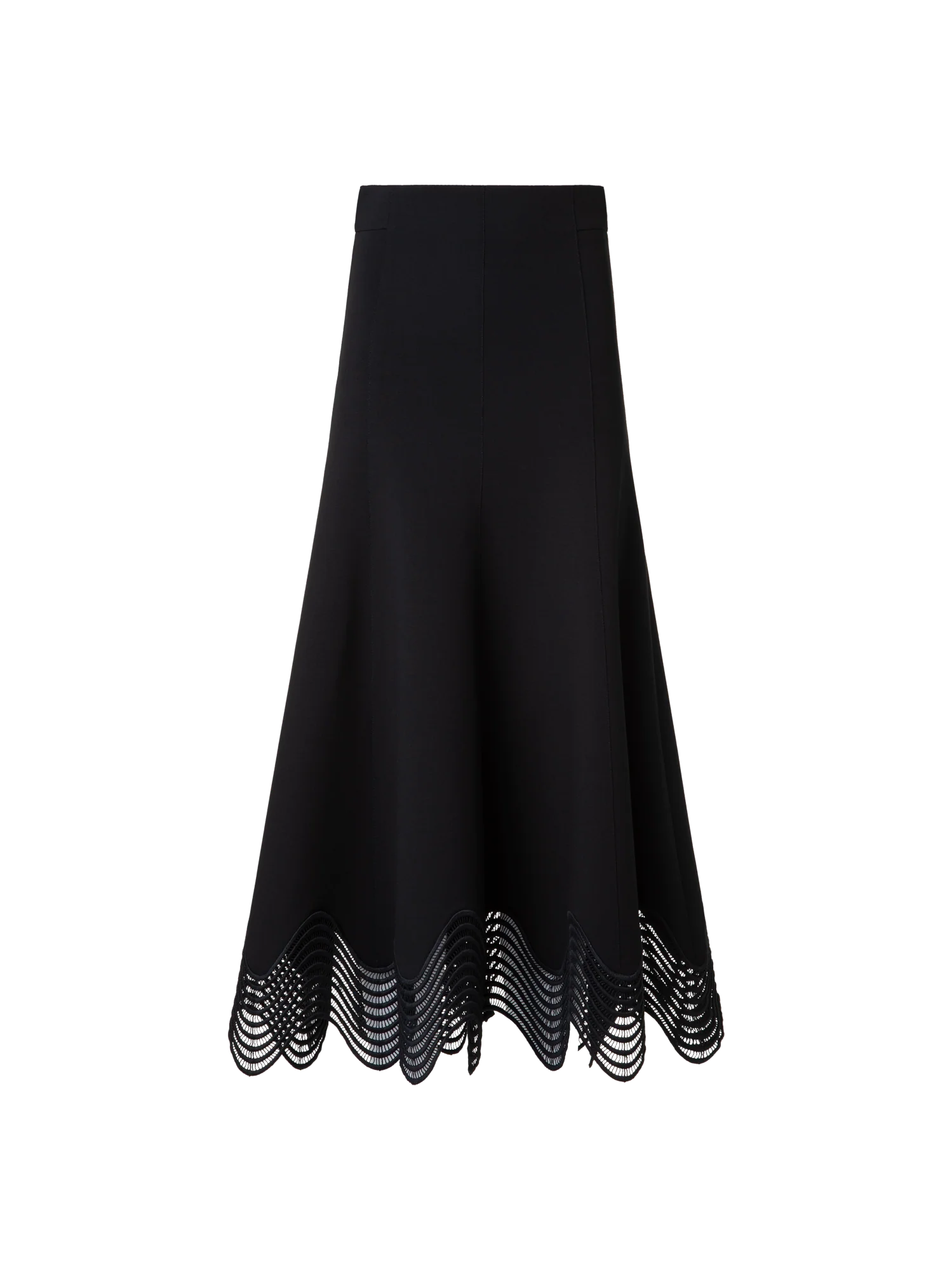 Jersey Midi Skirt with Wave Lace