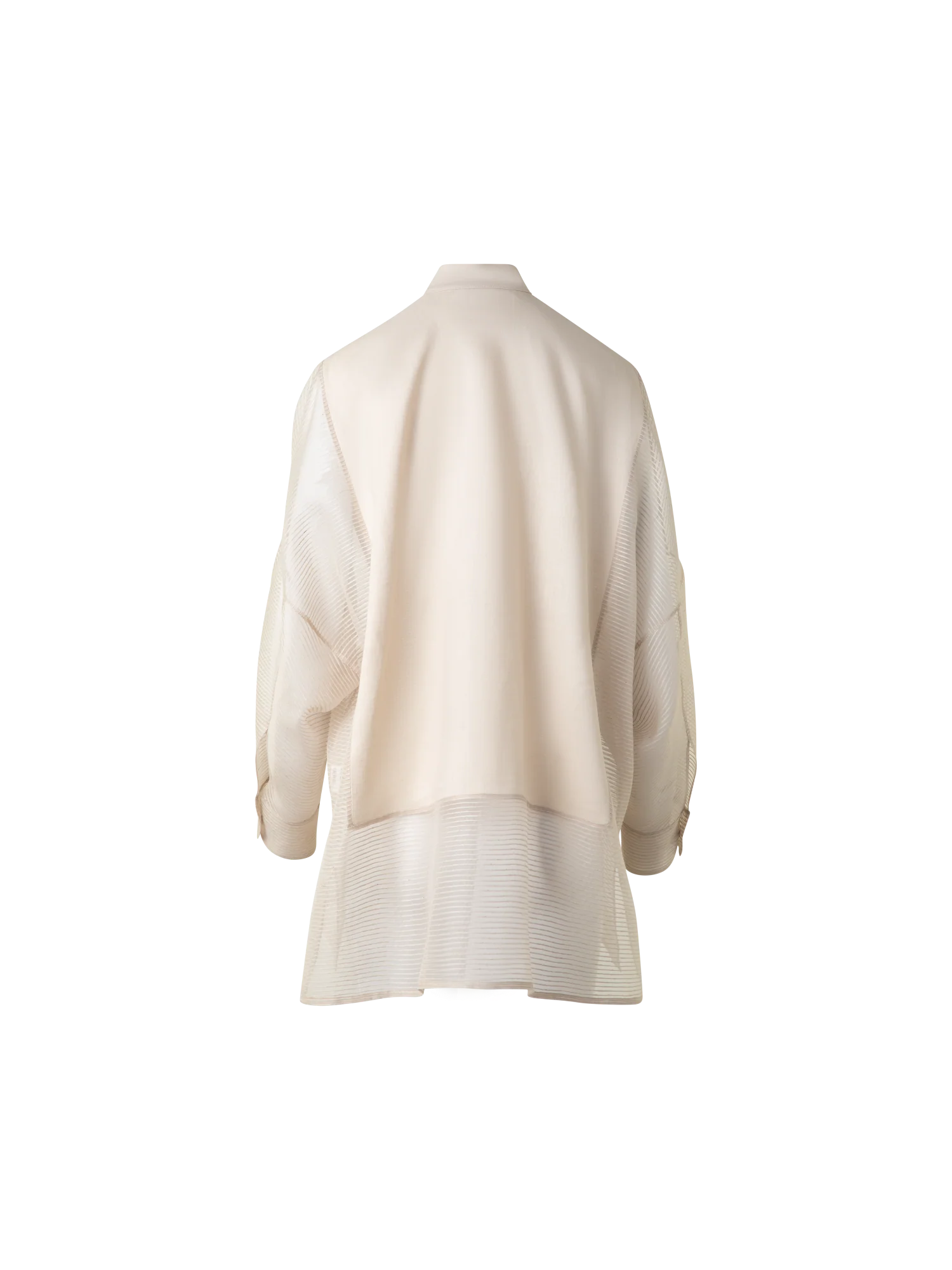 Linen Tunic Blouse with Striped Organza - Image 4