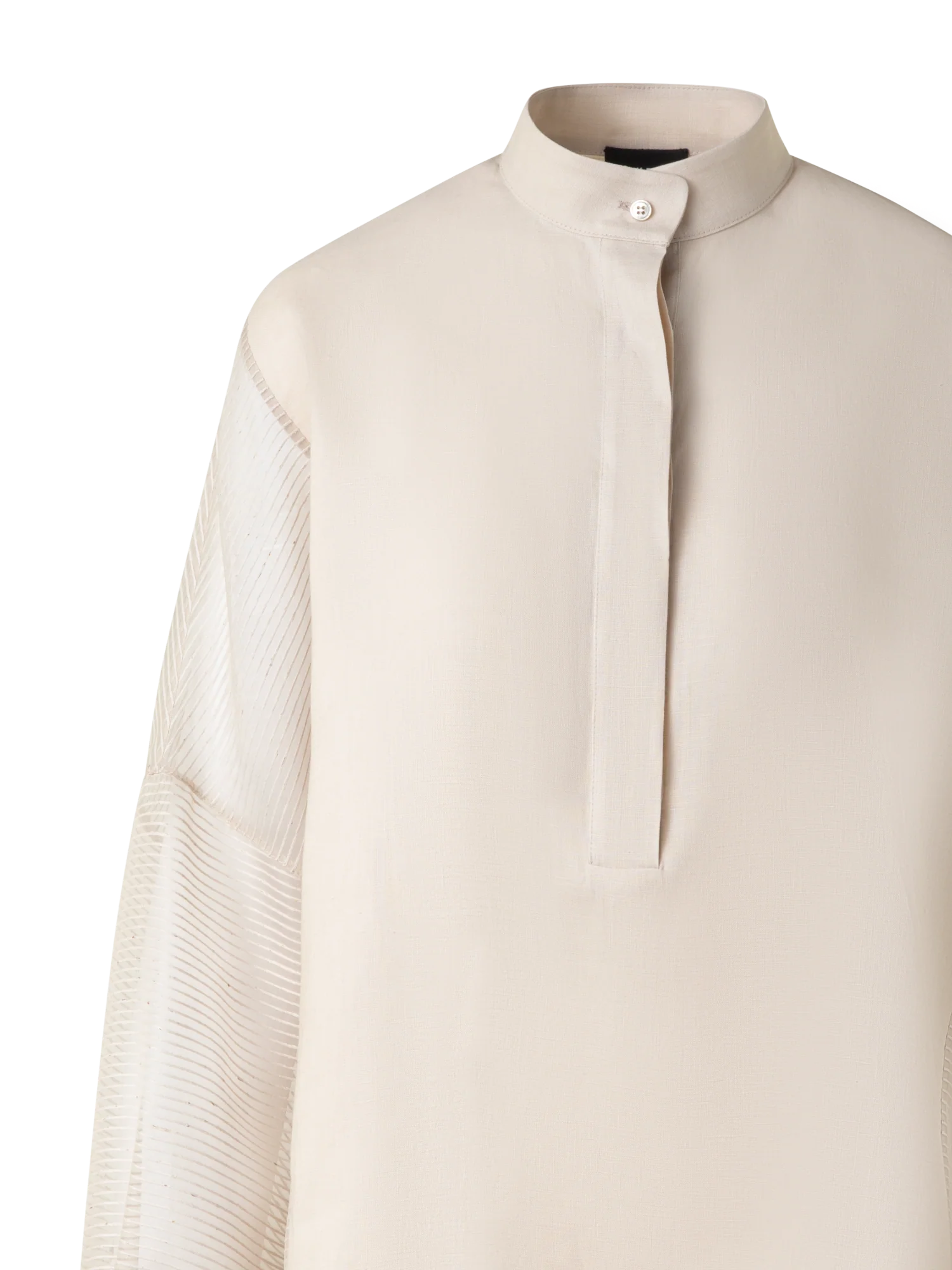 Linen Tunic Blouse with Striped Organza - Image 5