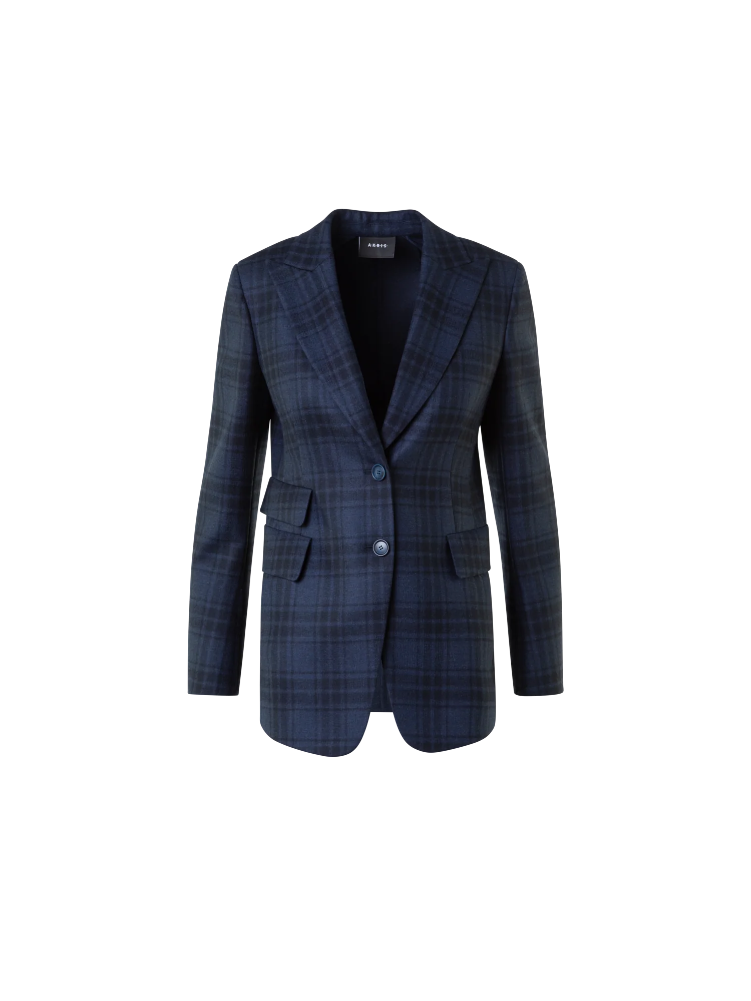 Long Double-Face Plaid Blazer Jacket