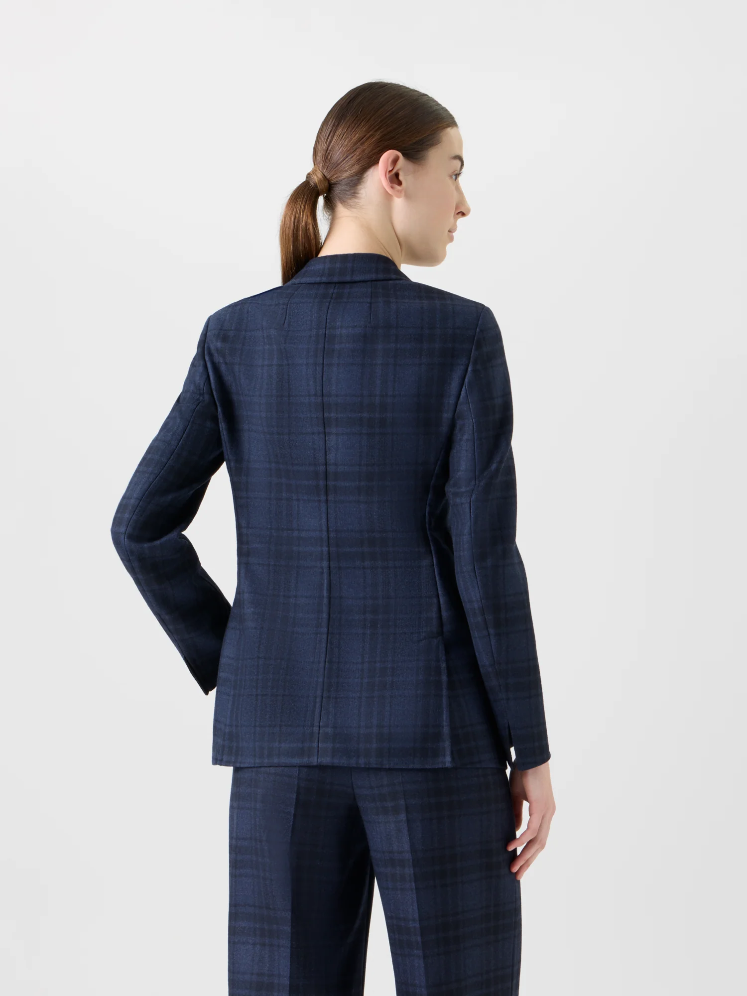 Long Double-Face Plaid Blazer Jacket - Image 4