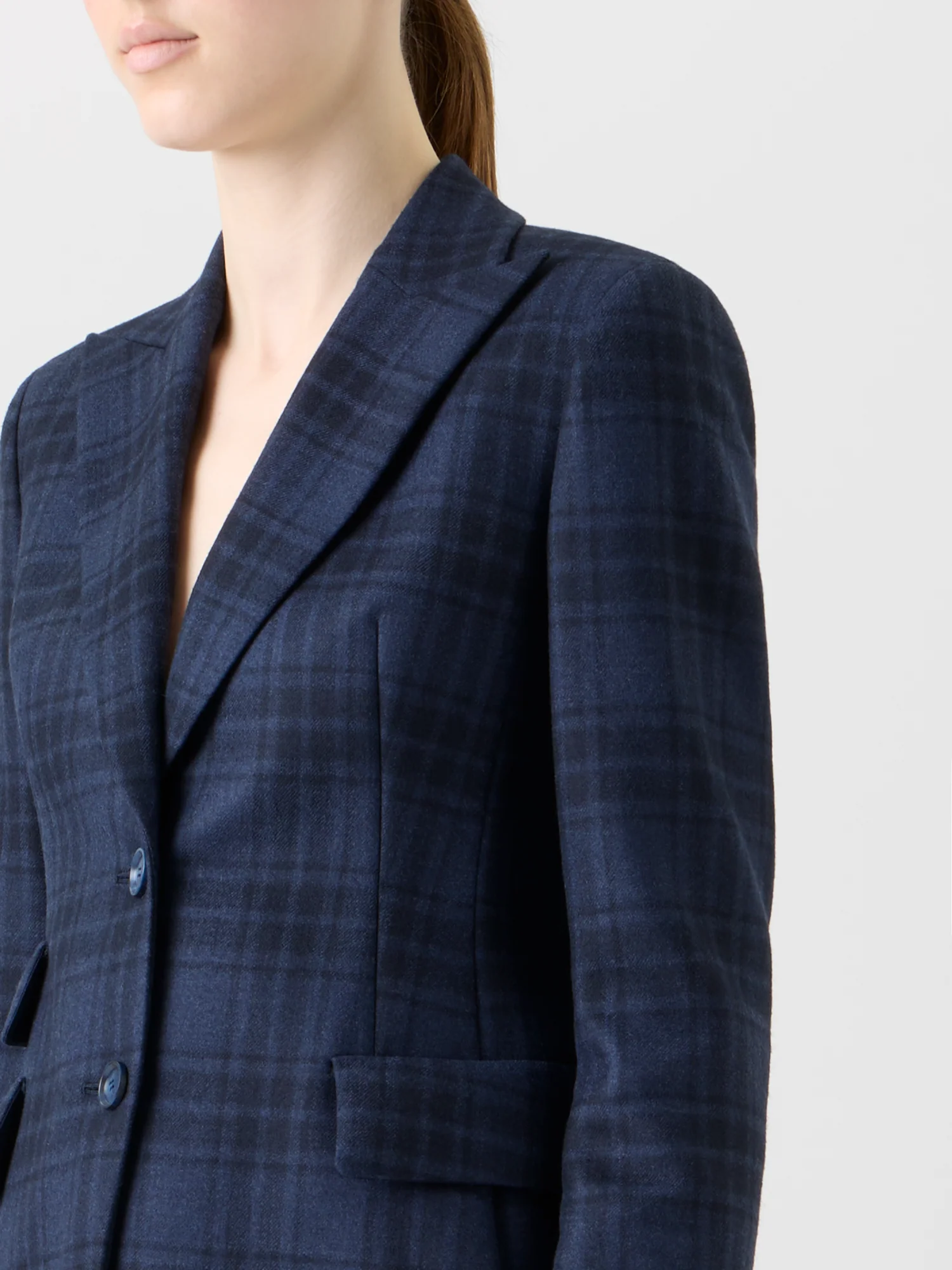 Long Double-Face Plaid Blazer Jacket - Image 5