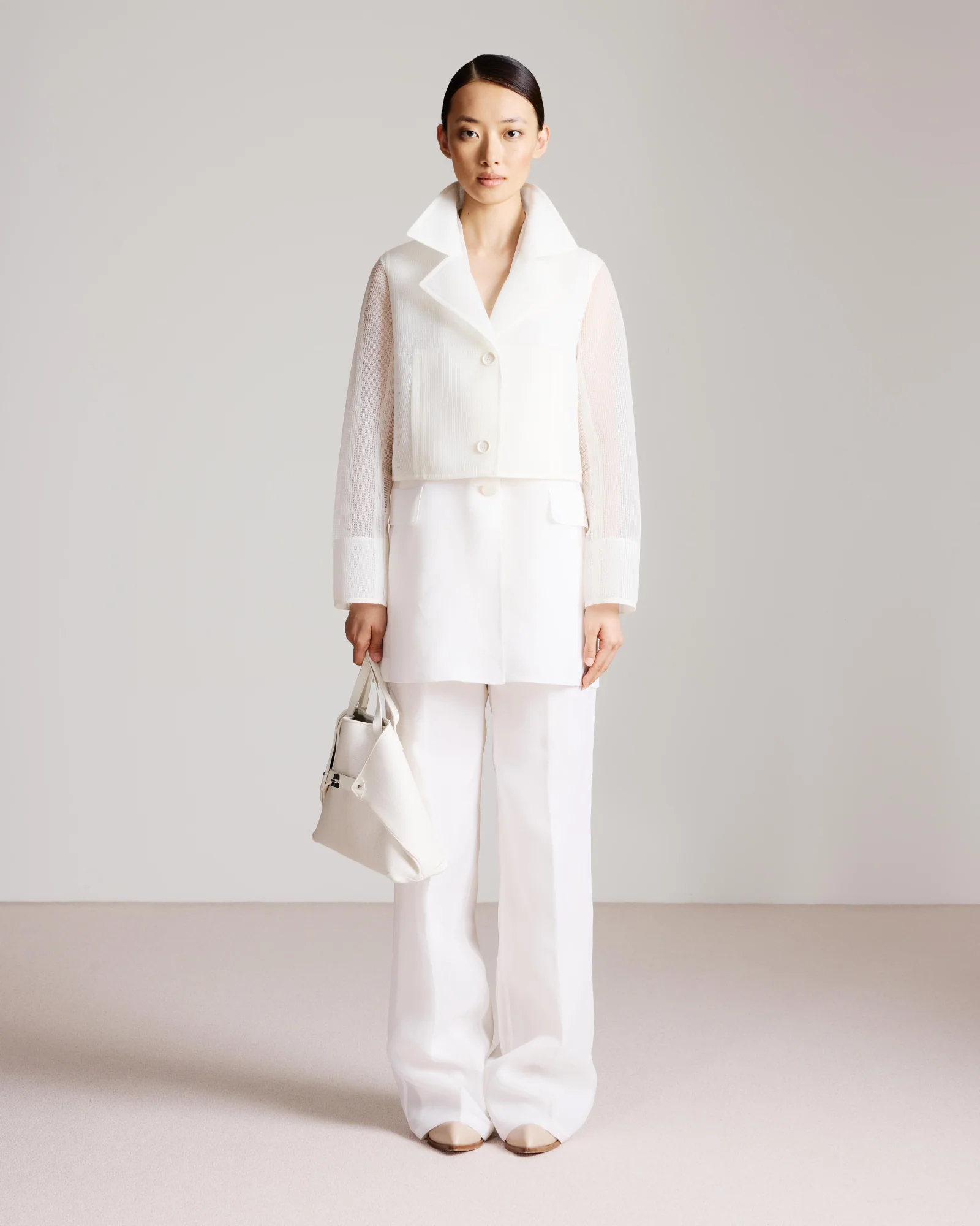 Long Sheer Silk Organza Gilet - Image 5
