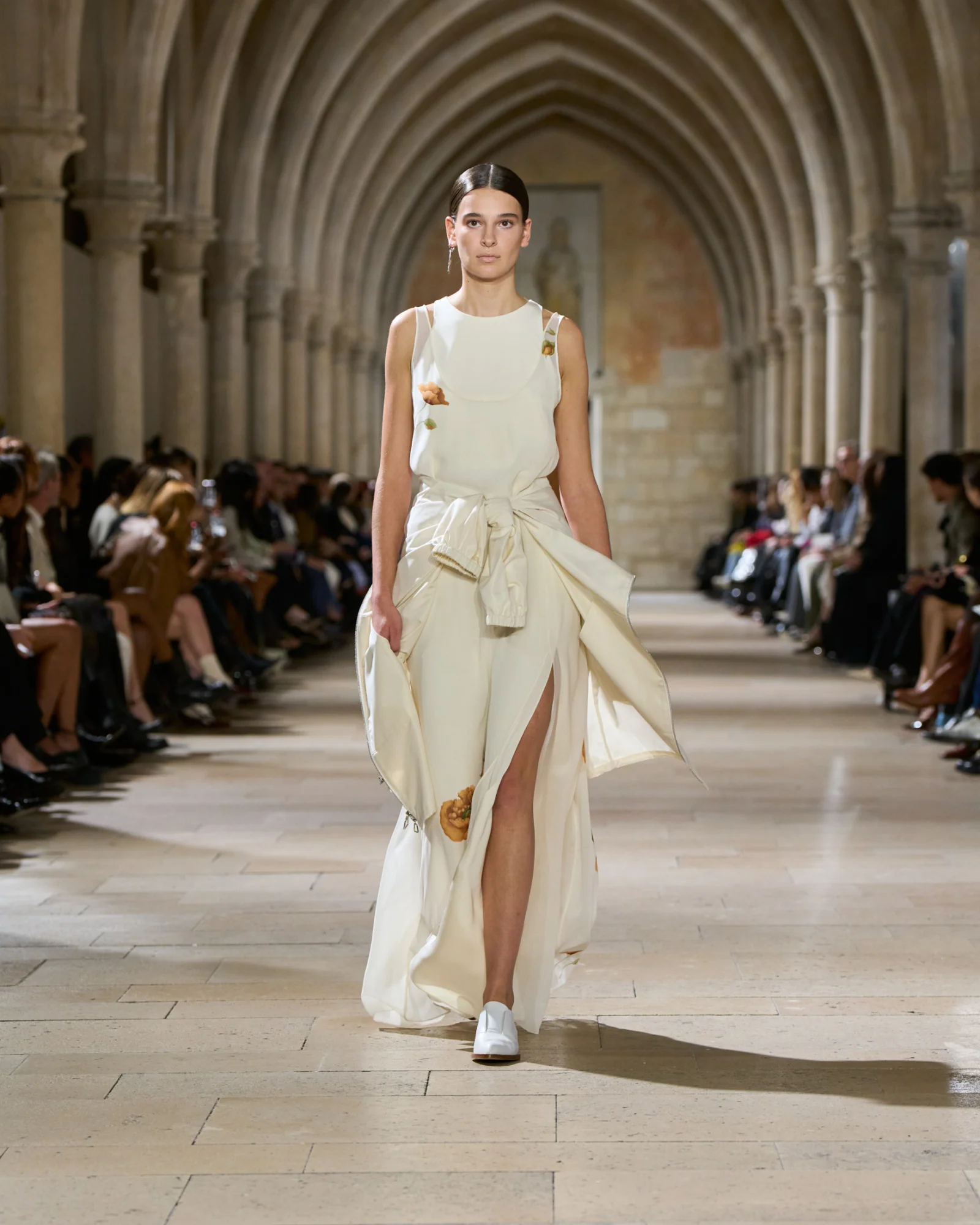 Long Silk Gown with Anemone Print - Image 2