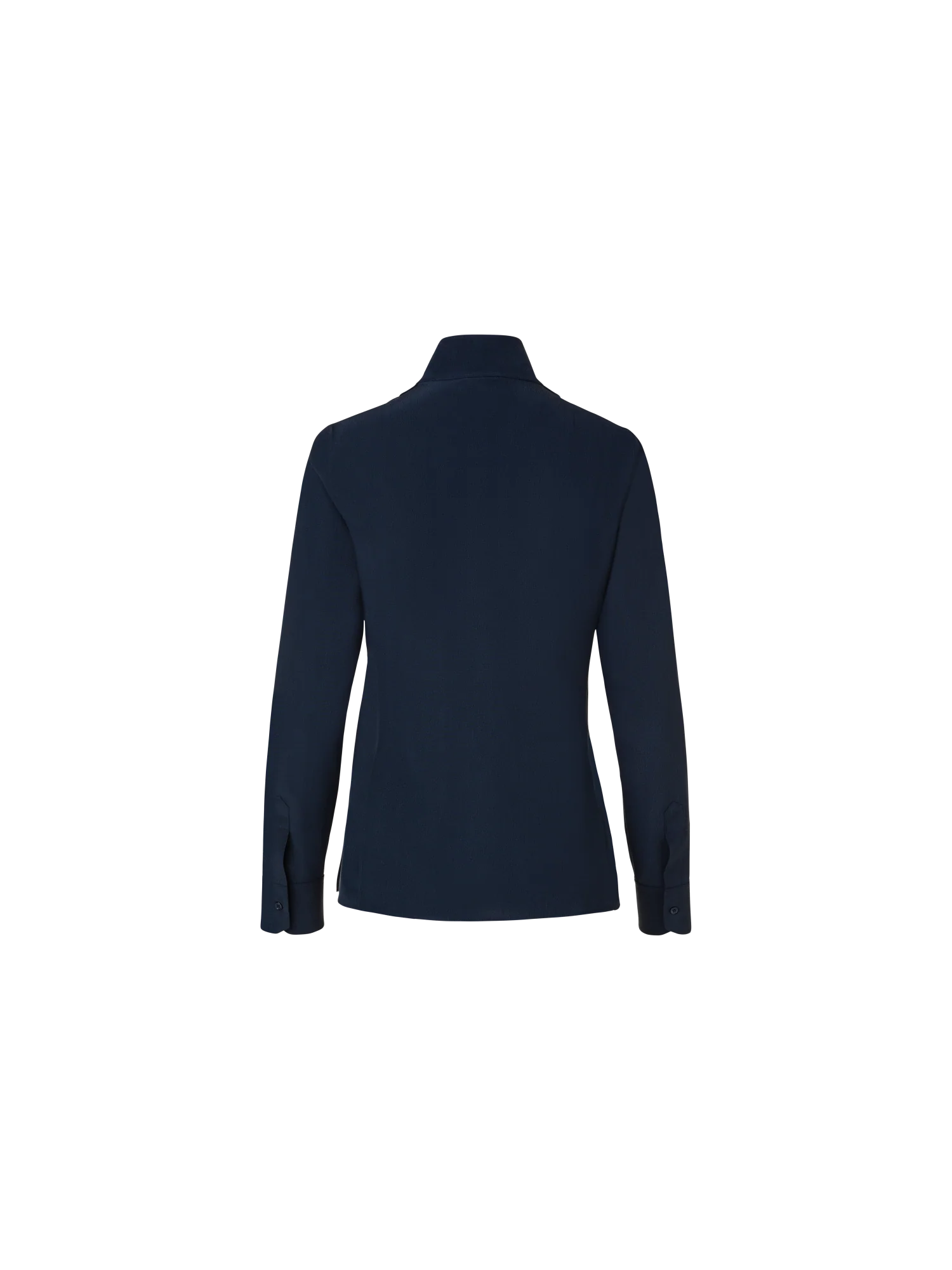 Long Sleeve Silk Blouse with Stand-up Collar - Image 2