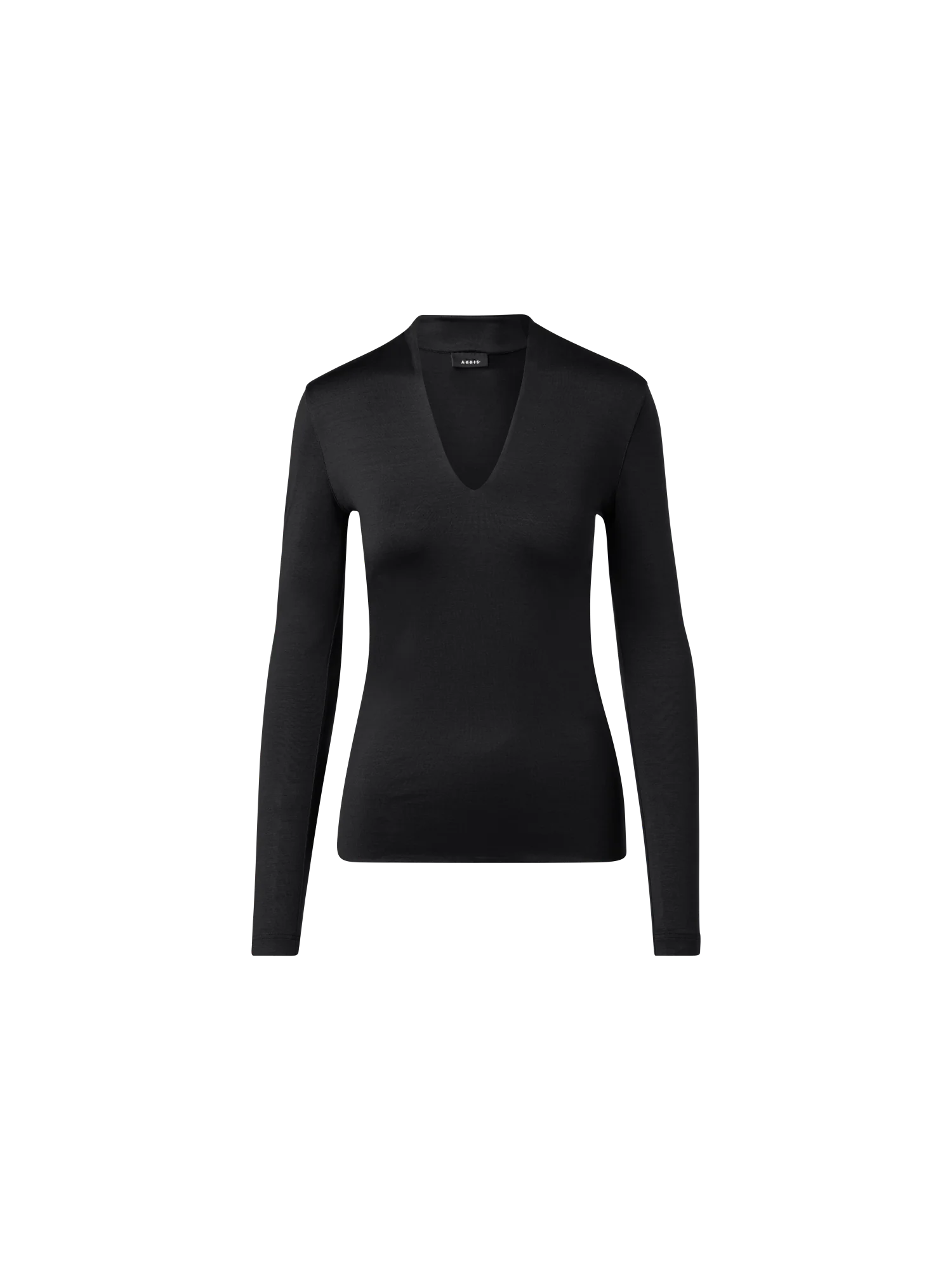 Silk Jersey Stretch Top with V-Neck