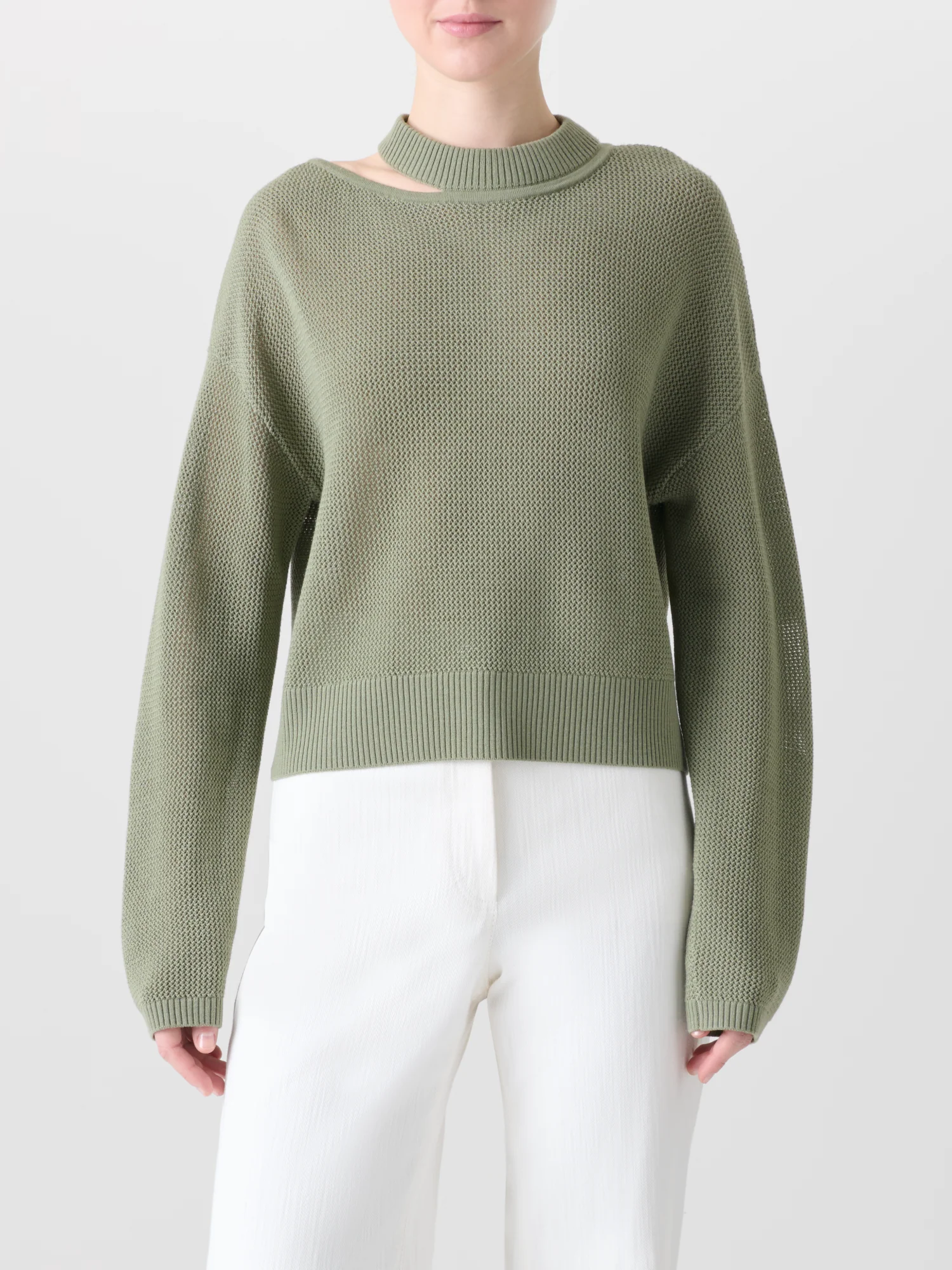 Merino Wool Sweater with Shoulder Cut-Out - Image 2