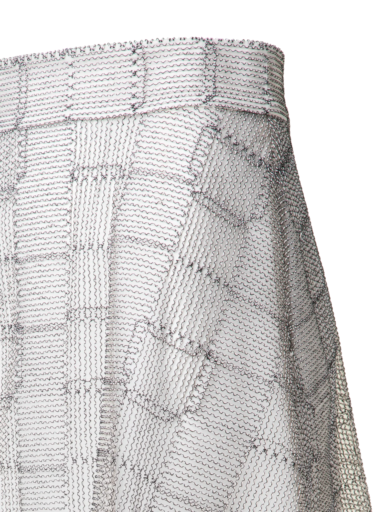 A-Line Square on Tulle Embroidery Midi Skirt - Image 3