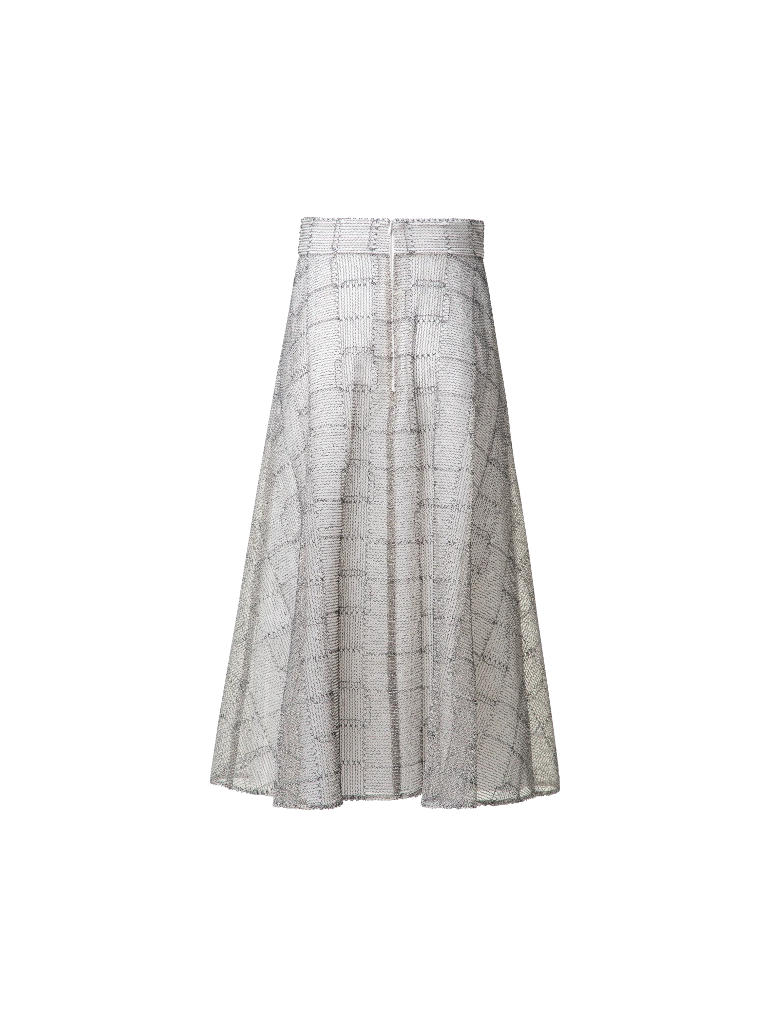 A-Line Square on Tulle Embroidery Midi Skirt - Image 4