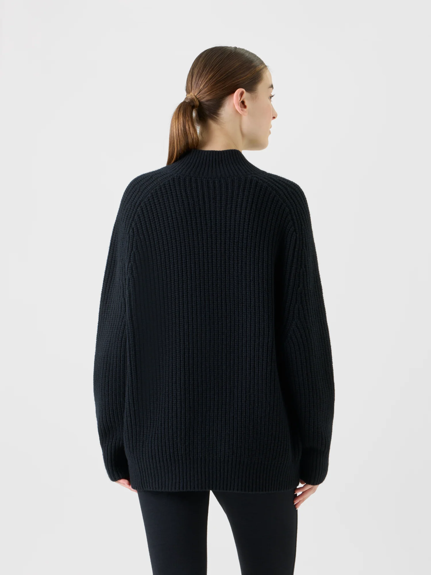 Oversized Wool Cashmere Mock Neck Knit Sweater - Image 5