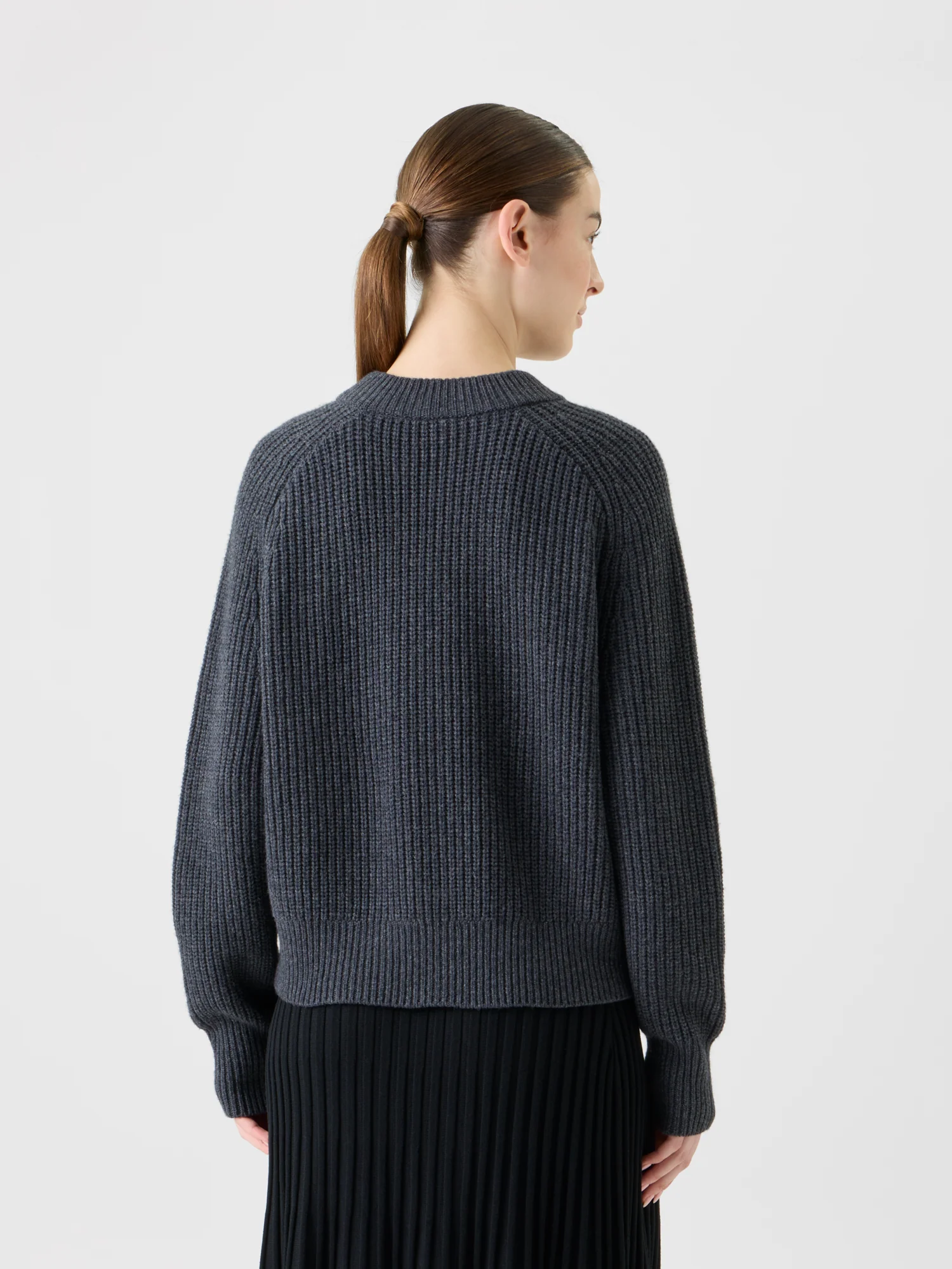 Oversized Wool Cashmere Rib Knit Sweater - Image 5