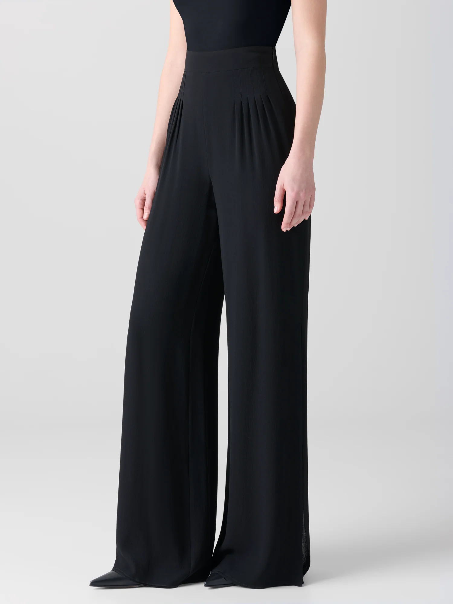 Palazzo Silk Pants with Side Slits - Image 2