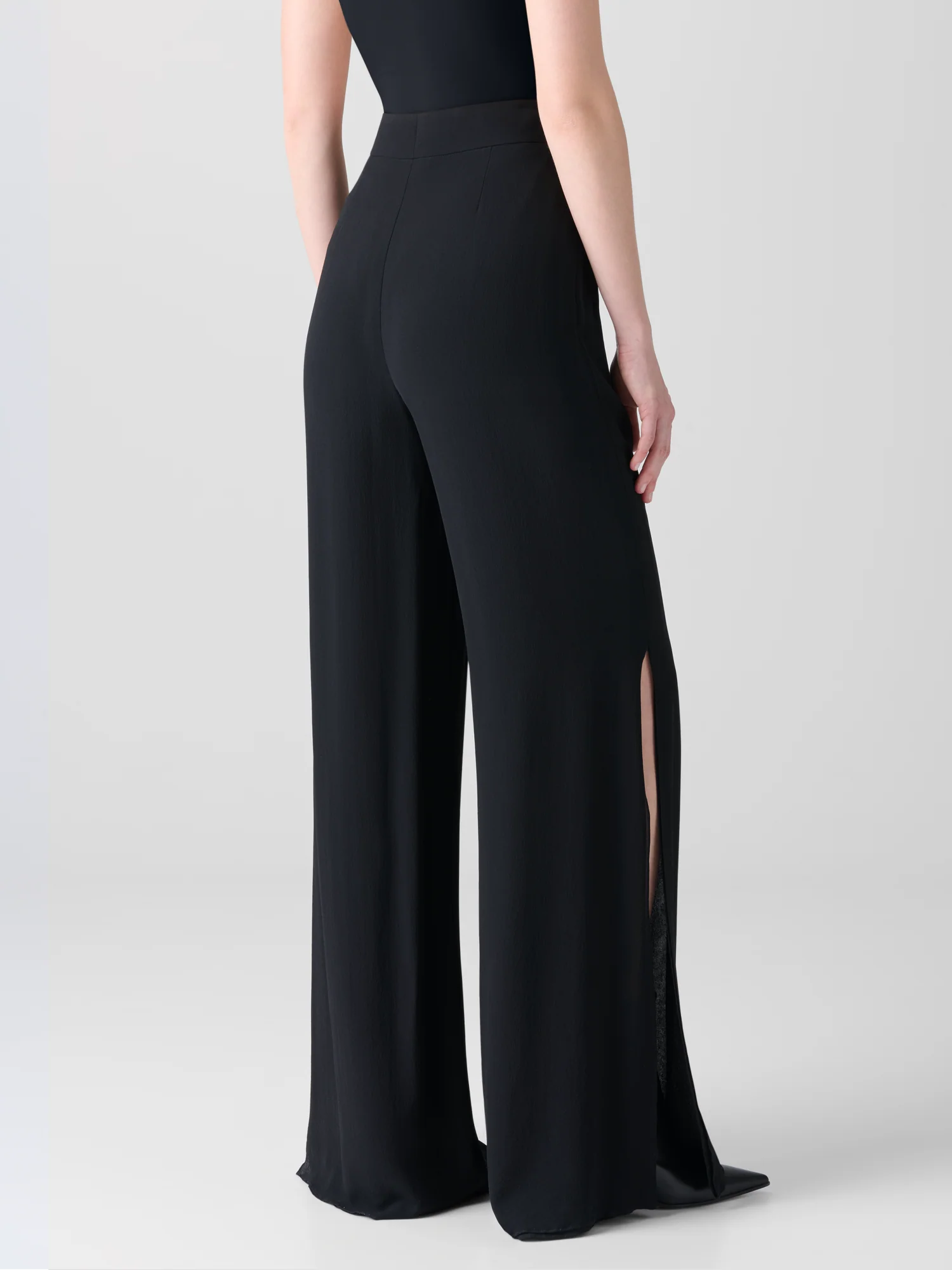 Palazzo Silk Pants with Side Slits - Image 5