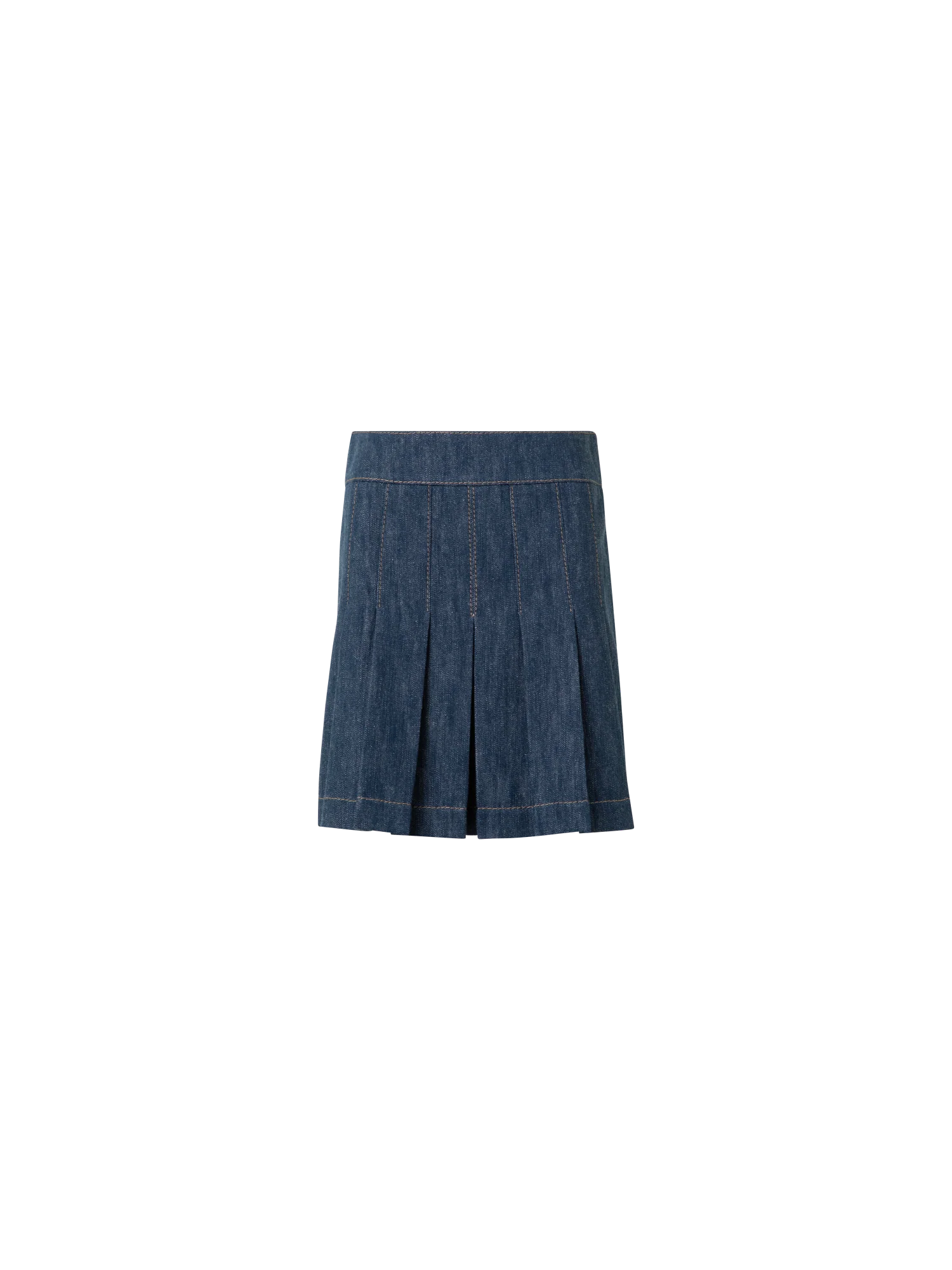 Pleated Denim Mini Skirt