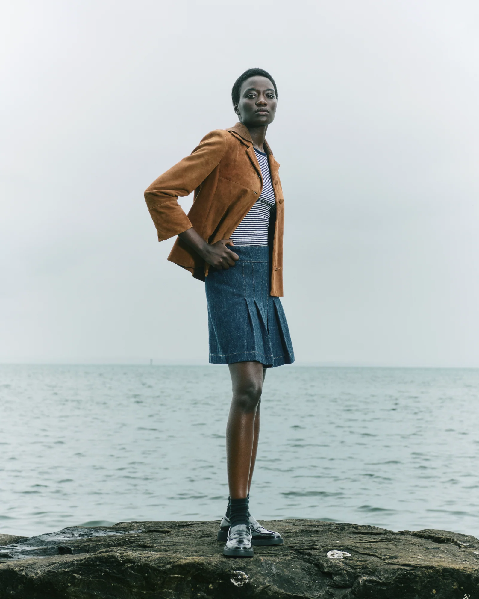 Pleated Denim Mini Skirt - Image 2