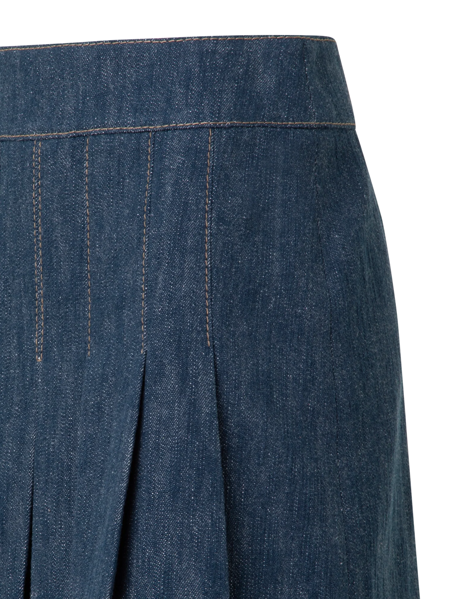 Pleated Denim Mini Skirt - Image 3