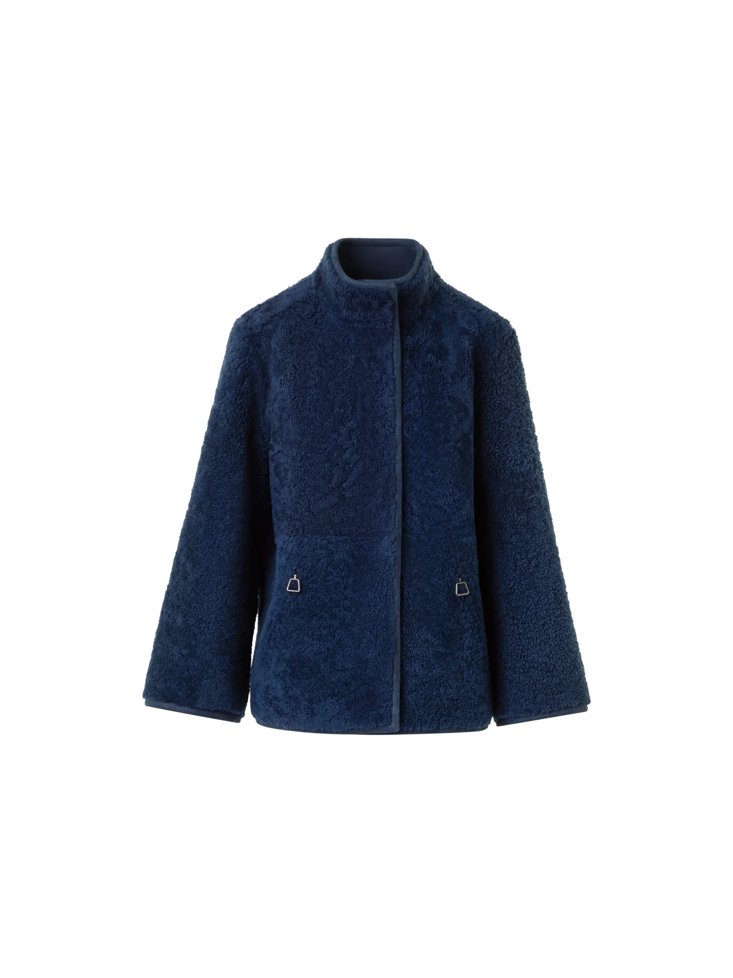 Reversible Shearling Mock Neck Jacket