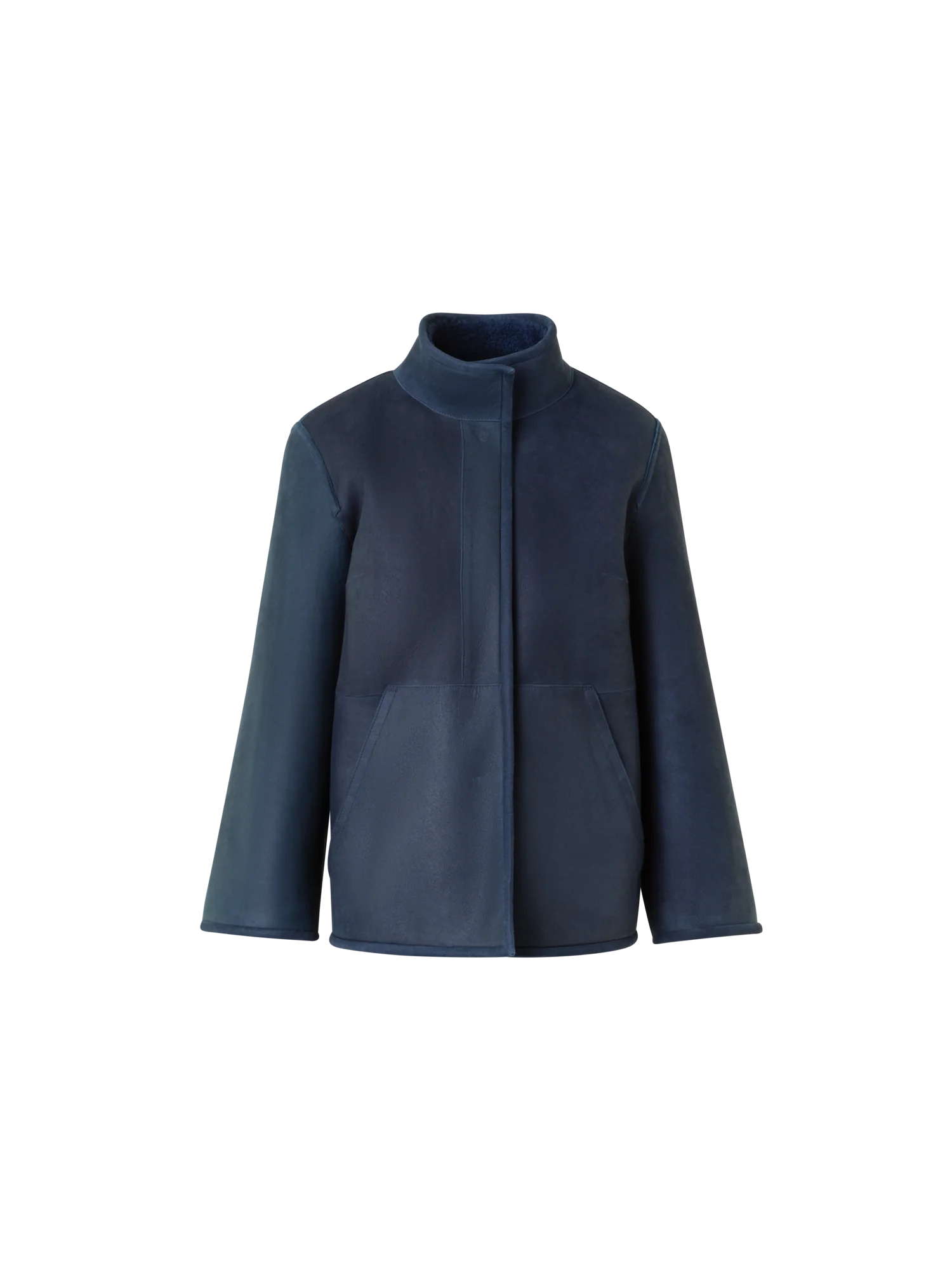 Reversible Shearling Mock Neck Jacket - Image 2