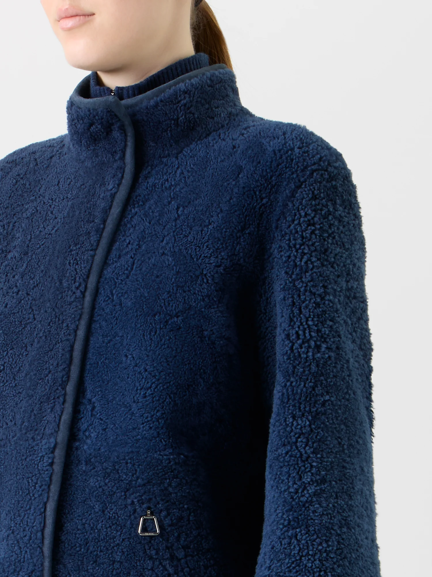 Reversible Shearling Mock Neck Jacket - Image 5
