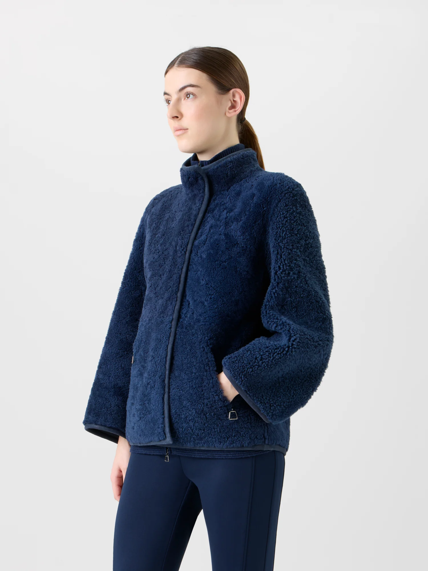 Reversible Shearling Mock Neck Jacket - Image 7