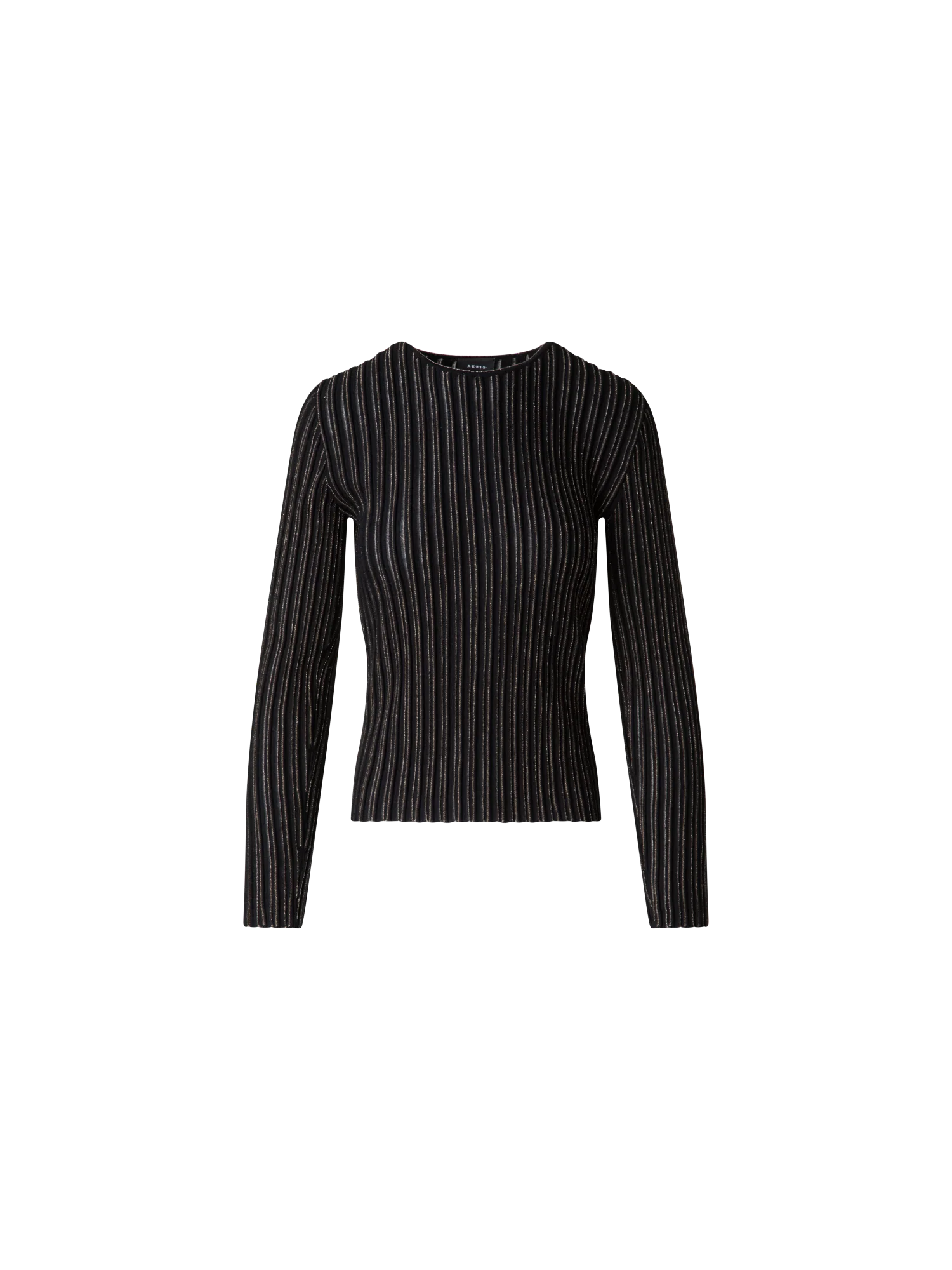 Wool Silk Rib and Lurex Striped Sweater