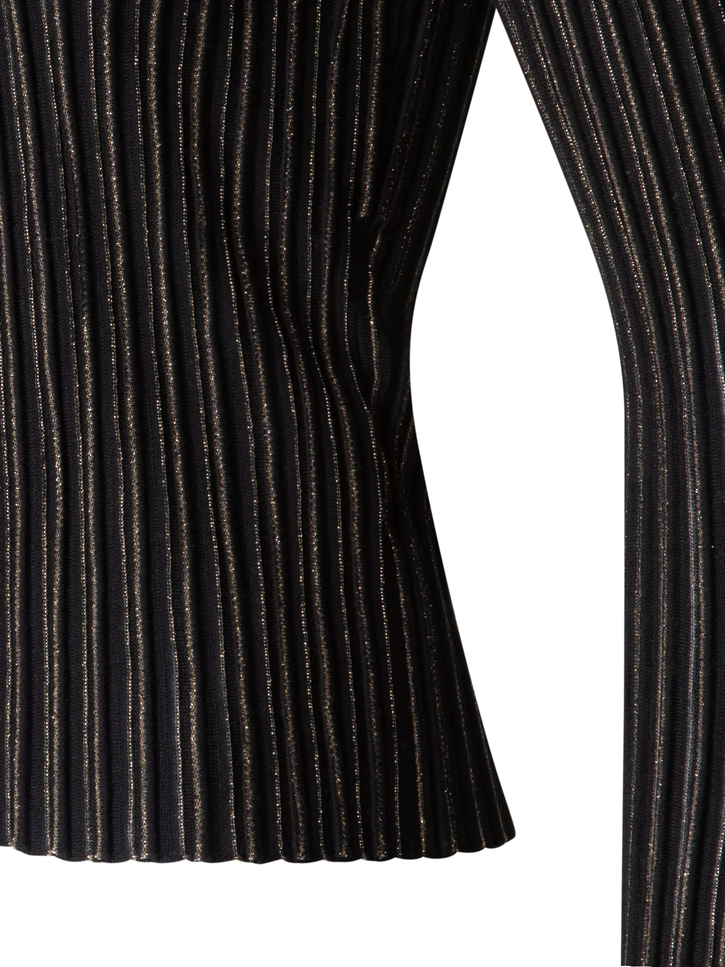 Wool Silk Rib and Lurex Striped Sweater - Image 3
