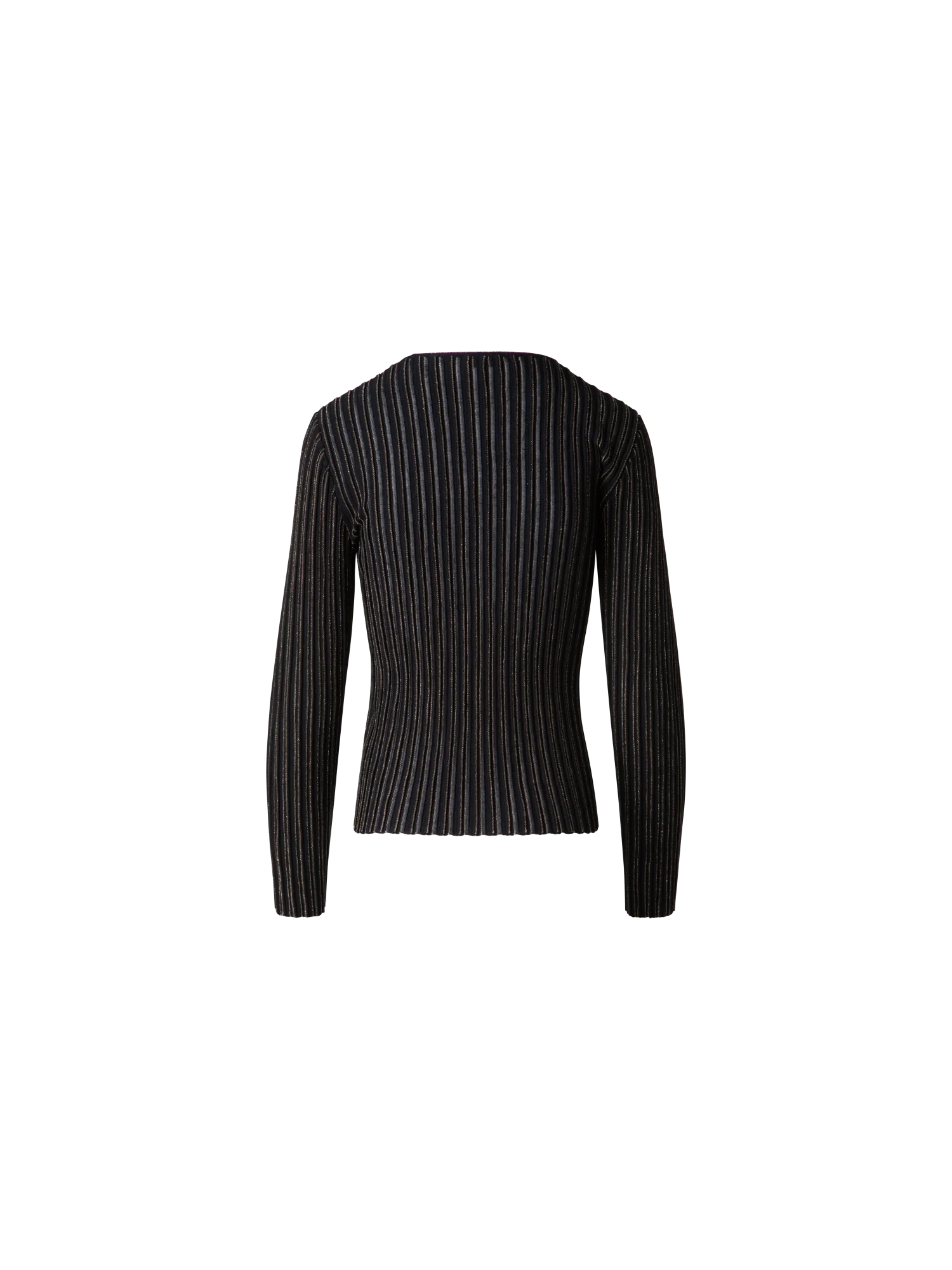 Wool Silk Rib and Lurex Striped Sweater - Image 4