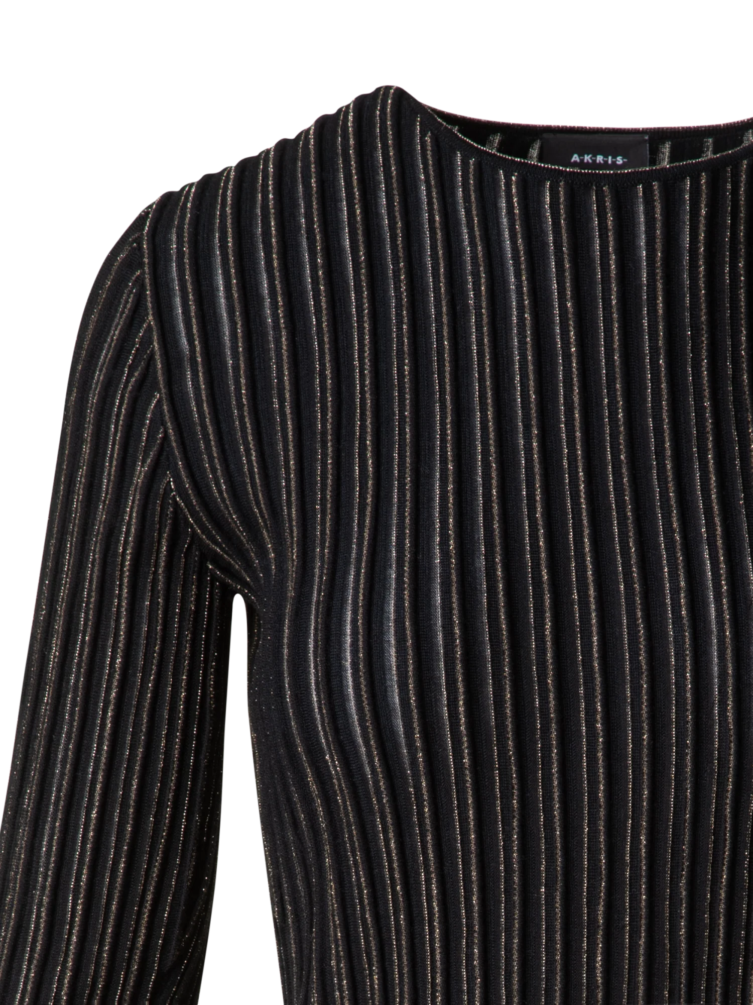 Wool Silk Rib and Lurex Striped Sweater - Image 5