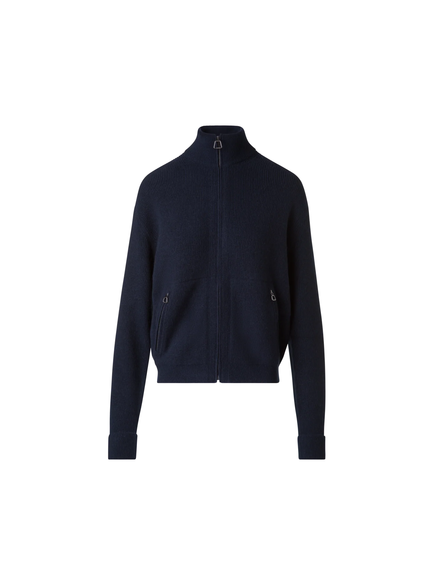 Ribbed Zip Cardigan in Cashmere Knit