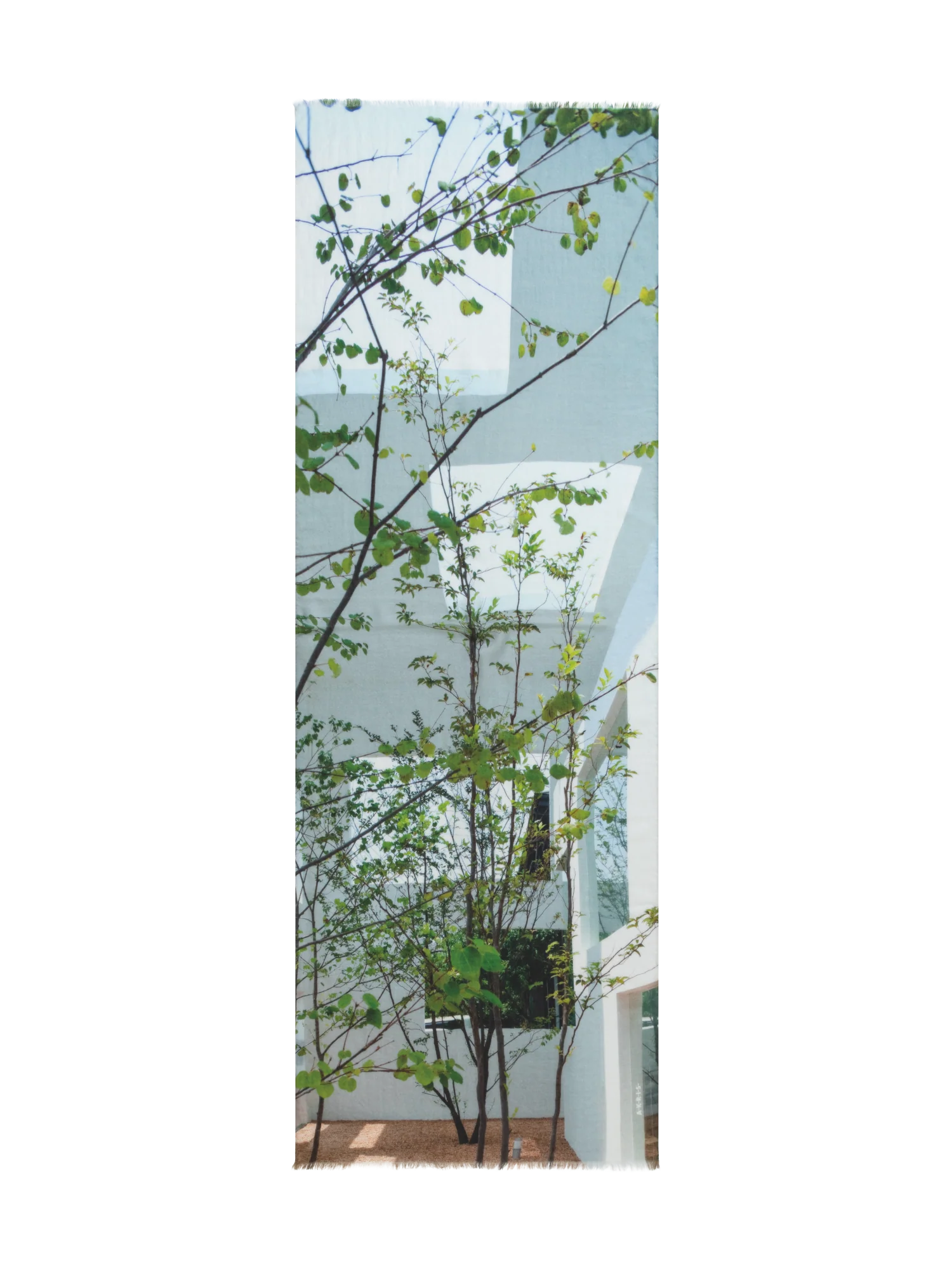 Cashmere Silk Scarf with House N Trees Print