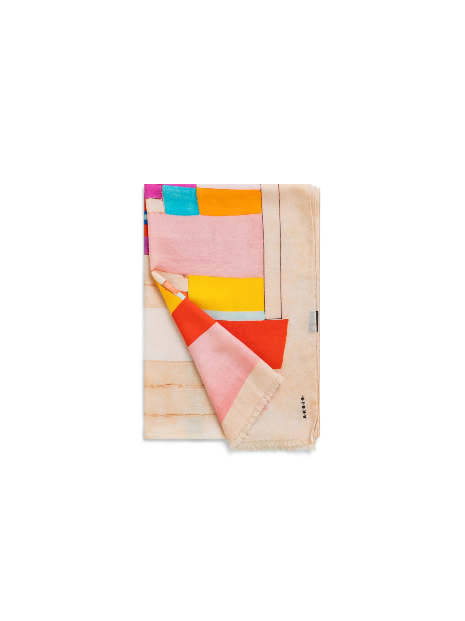 Scarf in Cashmere and Silk with Mural Print - Image 3