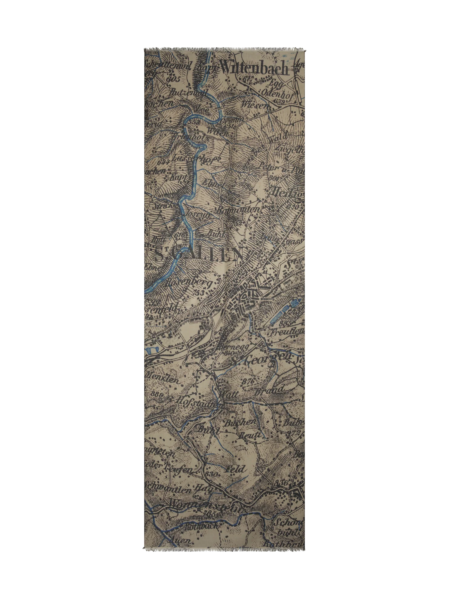 Cashmere Silk Scarf with St. Gallen Map Print