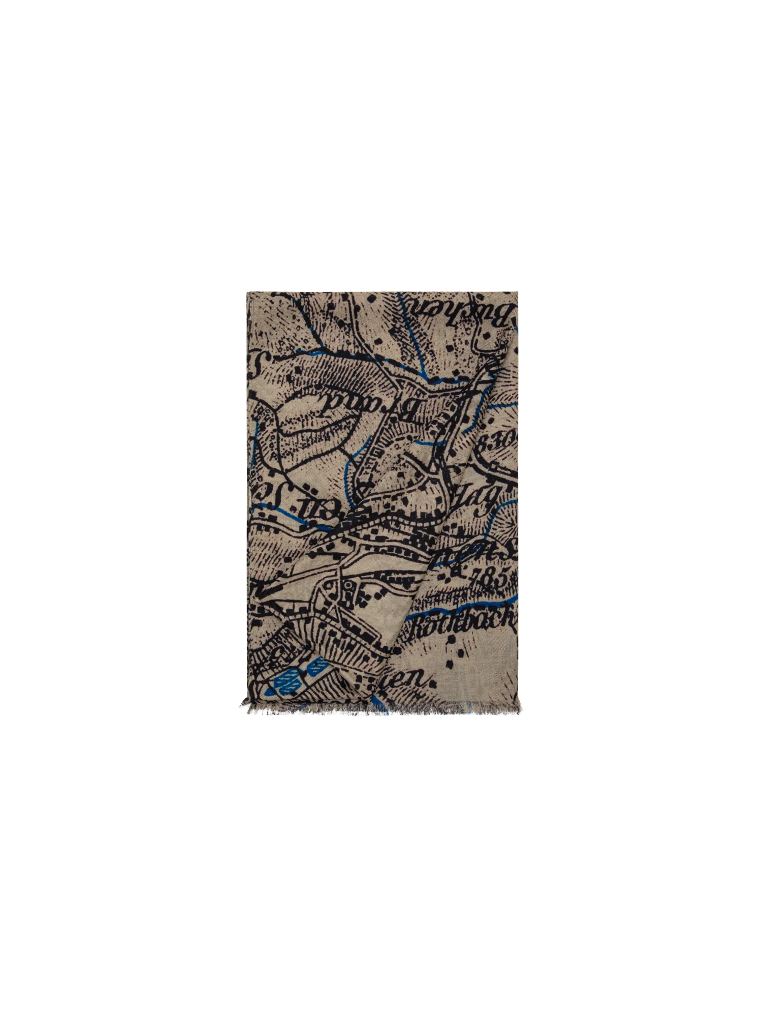 Cashmere Silk Scarf with St. Gallen Map Print - Image 3