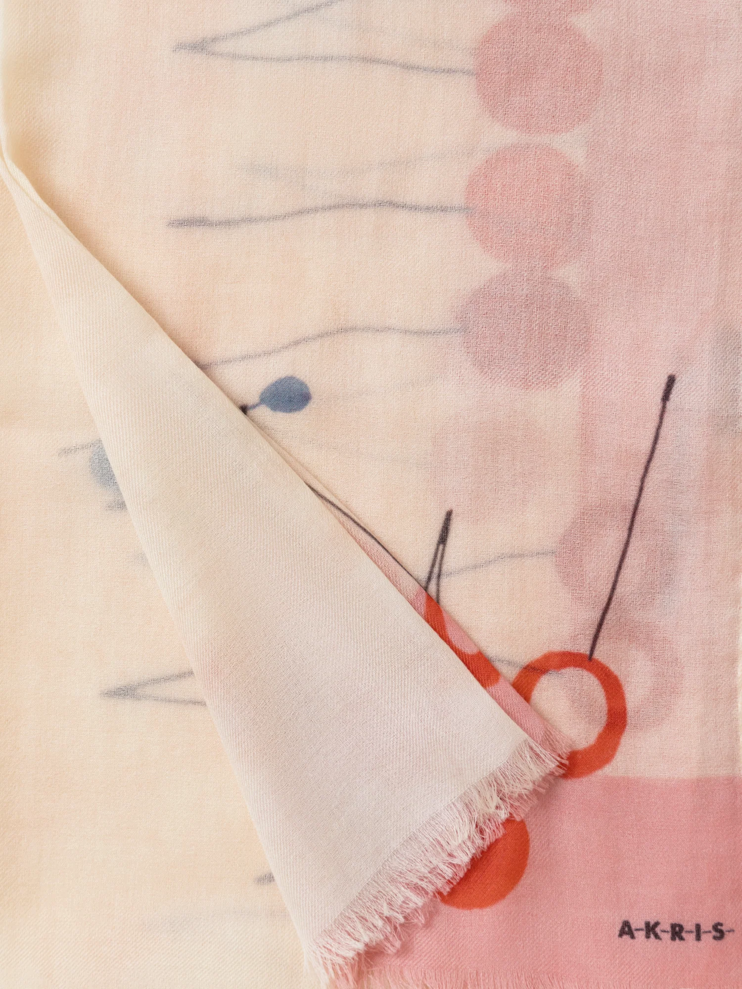 Cashmere Scarf with Cherries Print - Image 3