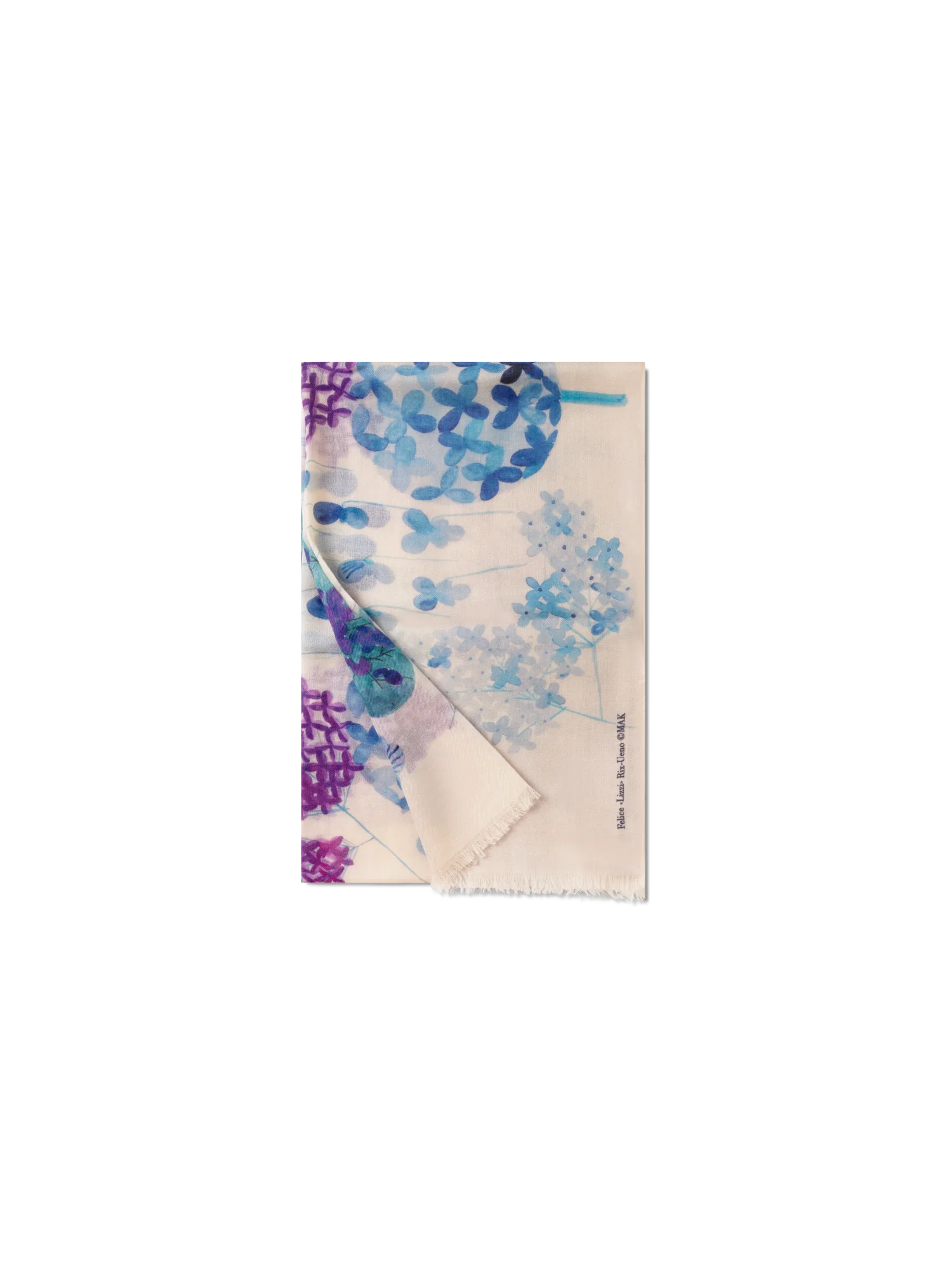 Cashmere Scarf with Denim Blossom Print - Image 4