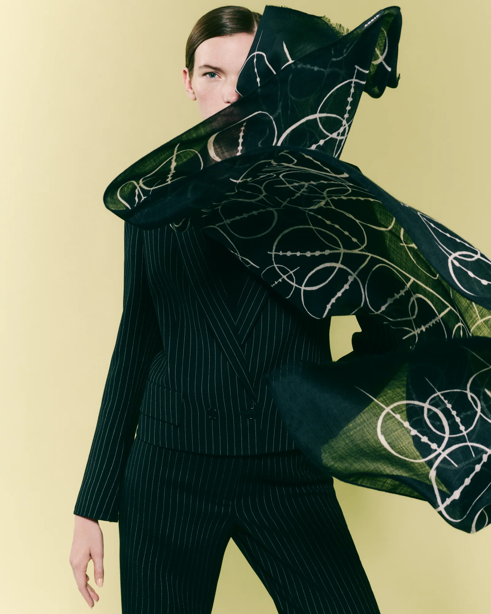 Cashmere Scarf with Polka Dots Print - Image 2